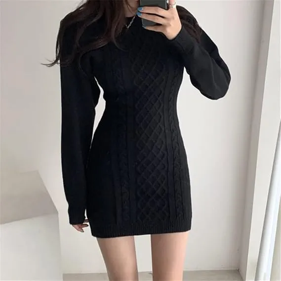 Pankh Juliette Ribbed Bodycon Back Cutout Knit Mini Dress