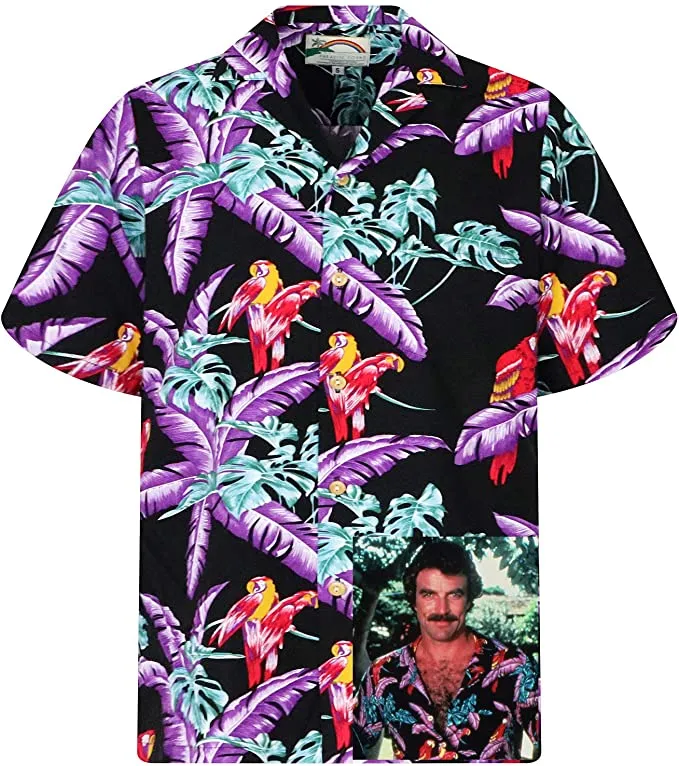 Paradise Found Original Hawaiian Shirt | Tom Selleck Magnum | Jungle Bird Shirt