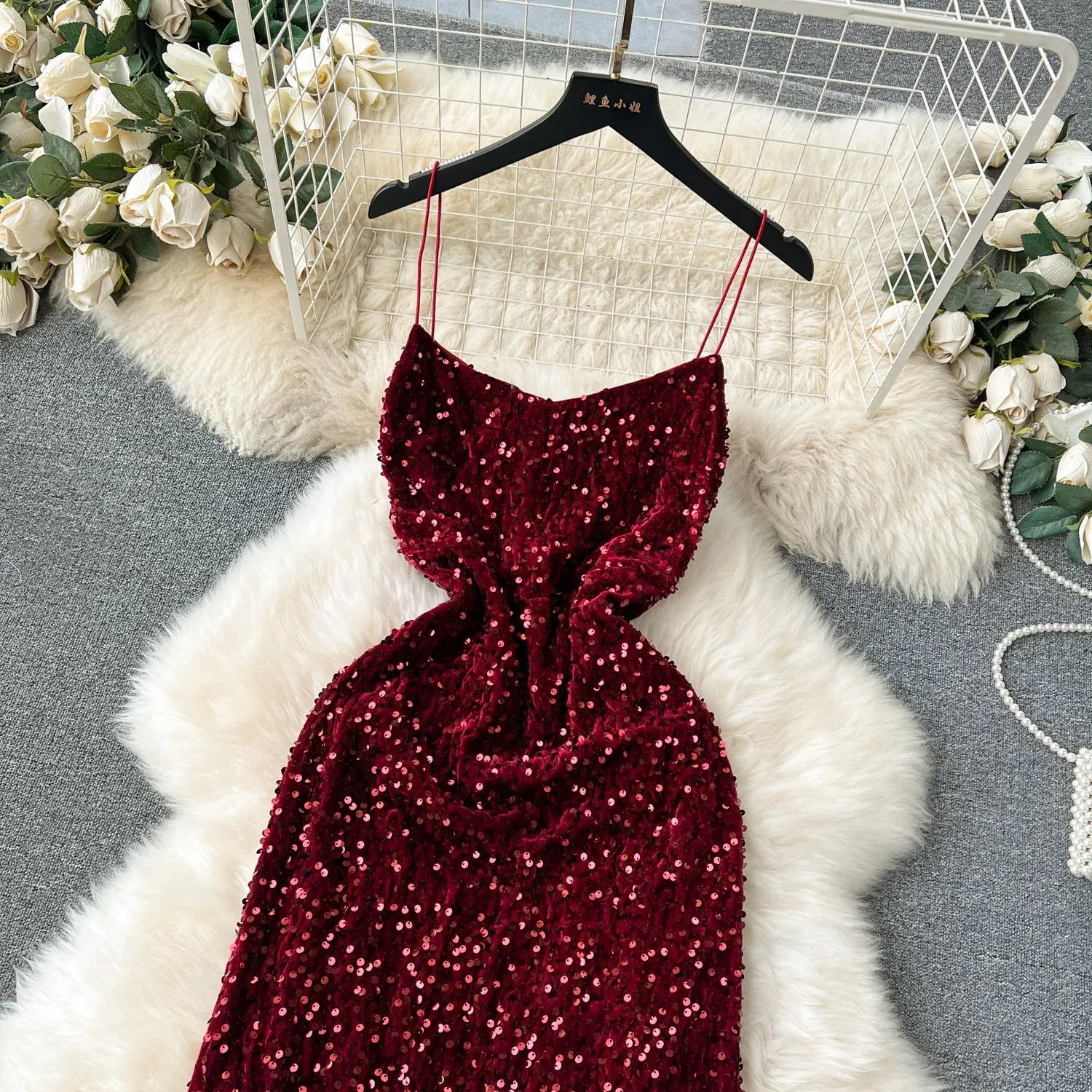 Party Sequined Fishtail Slip Dress