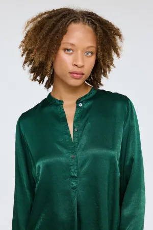 Pebble Satin Cypress Perfect Henley Blouse