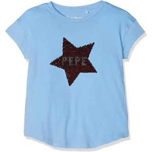 Pepe Jeans Teen Julieta T-Shirt with Sequin Star in Blue