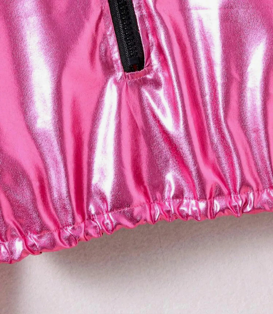 Pink Passion Metallic Long Sleeve Crop Top