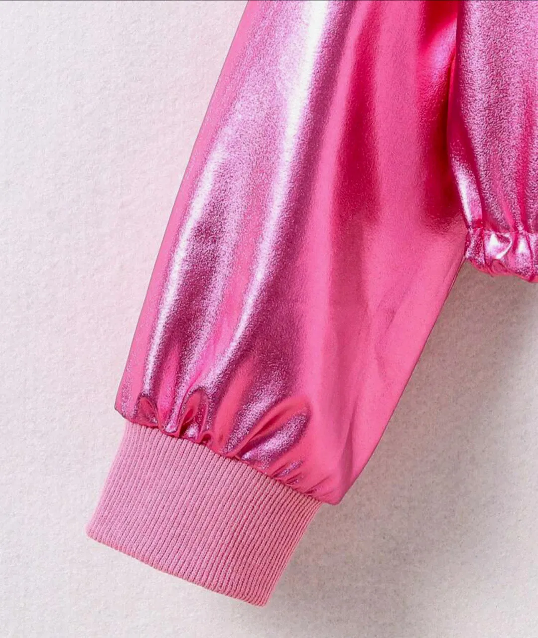 Pink Passion Metallic Long Sleeve Crop Top