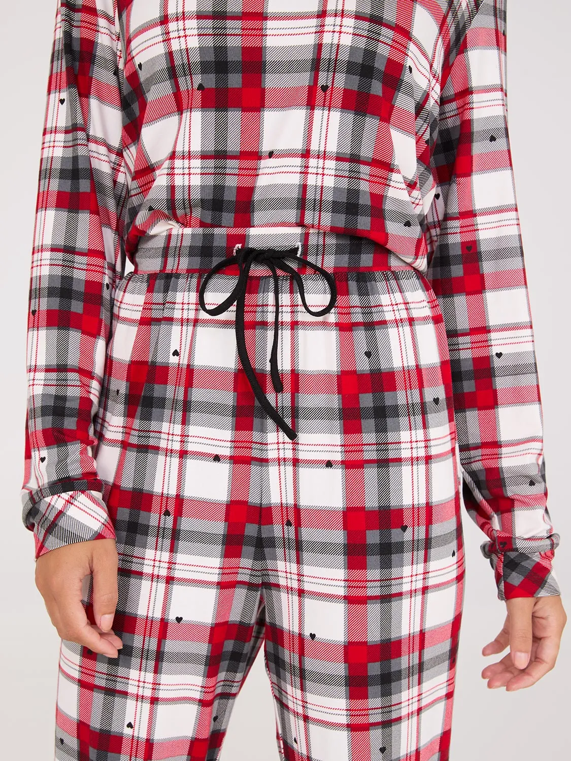 Plaid Print Henley Pajama Set