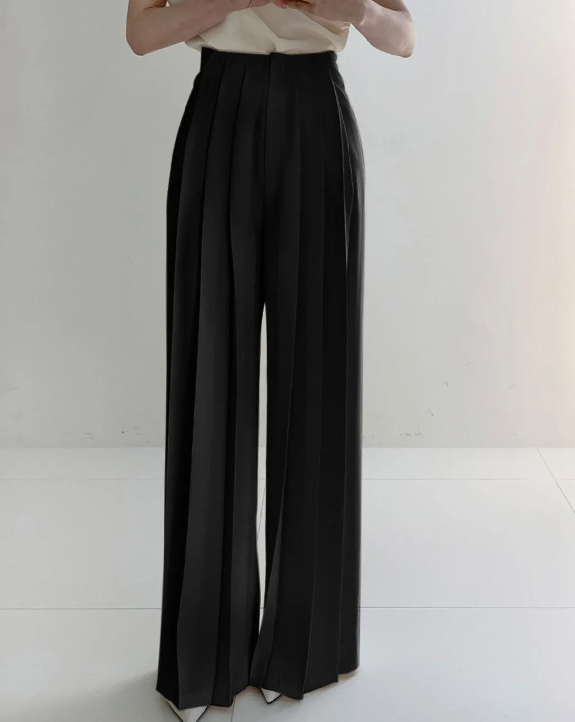 Pleated High Waist Wide Leg Pants