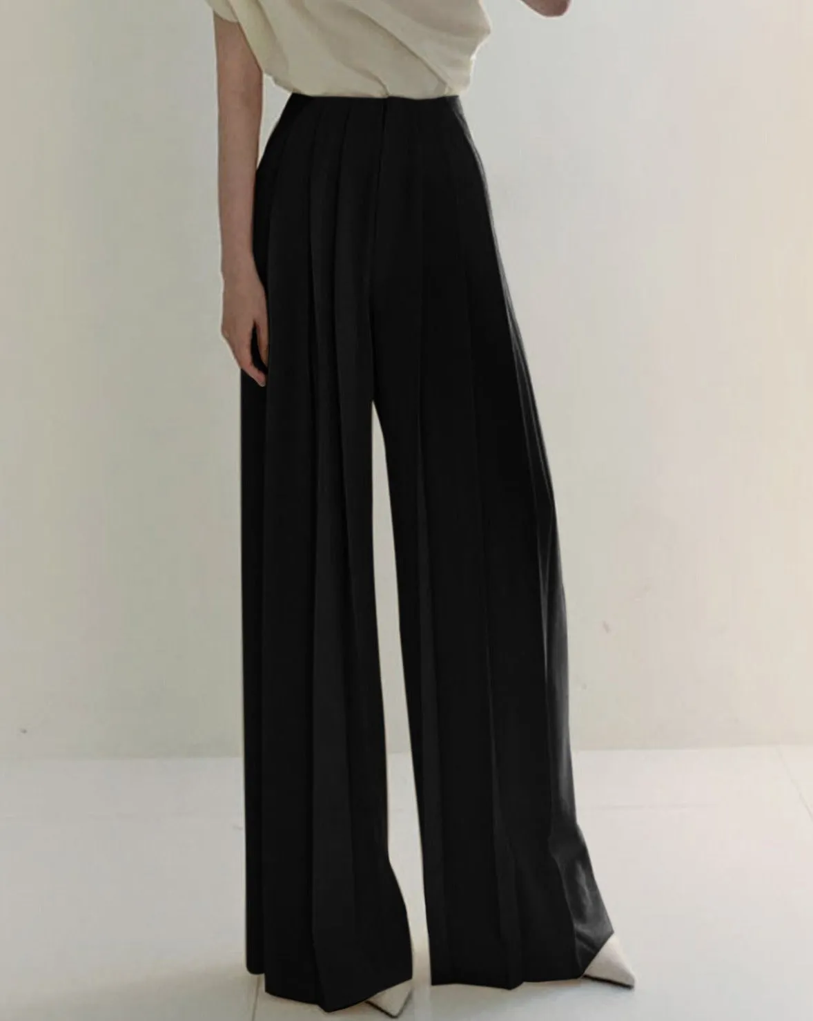 Pleated High Waist Wide Leg Pants