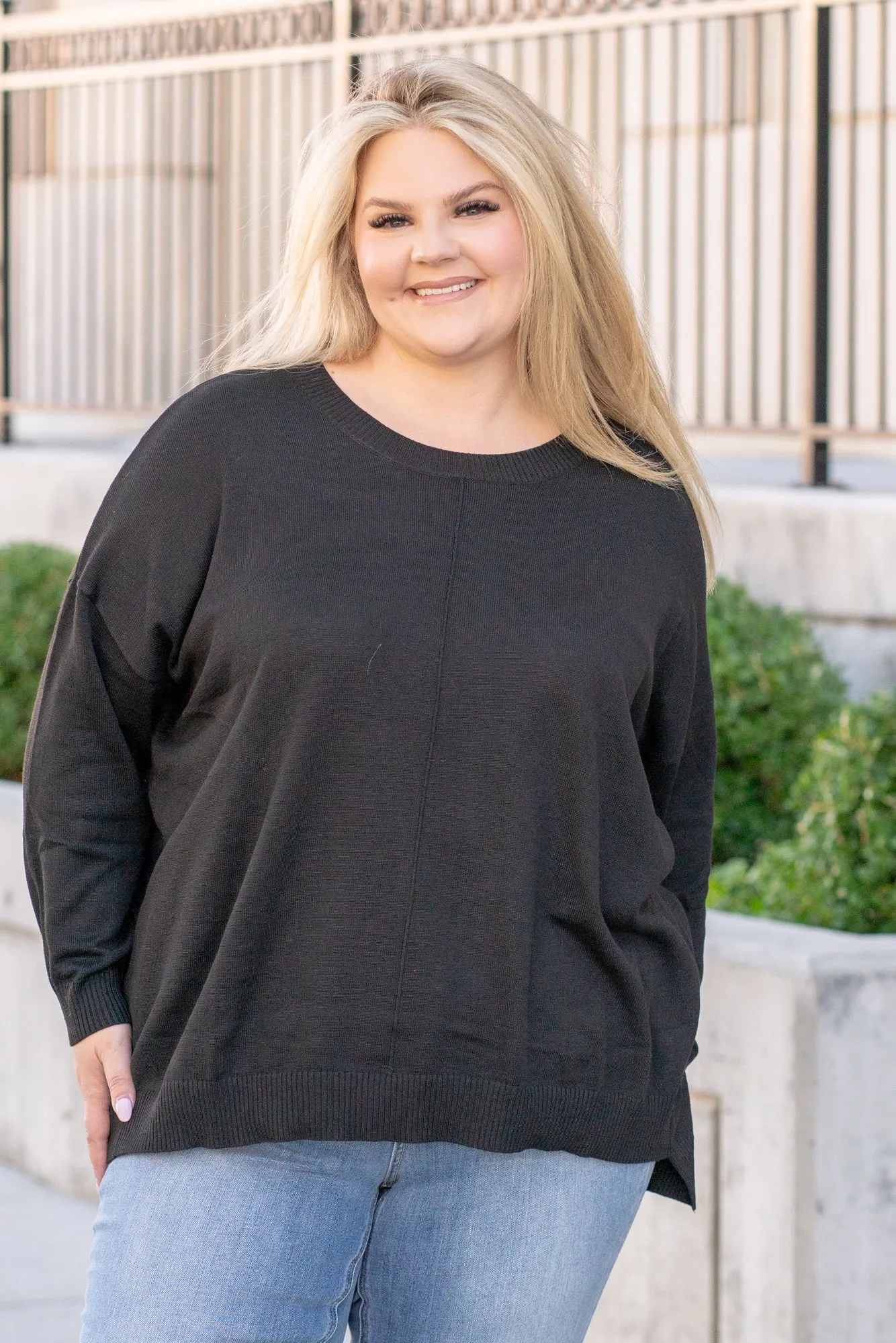 Plus Size Anna Shoulder Sweater - Black