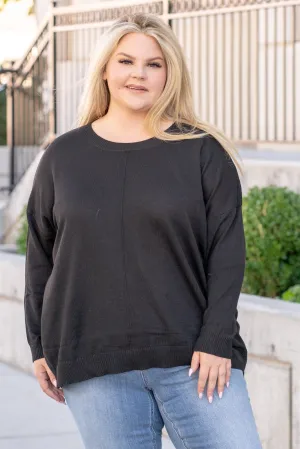 Plus Size Anna Shoulder Sweater - Black