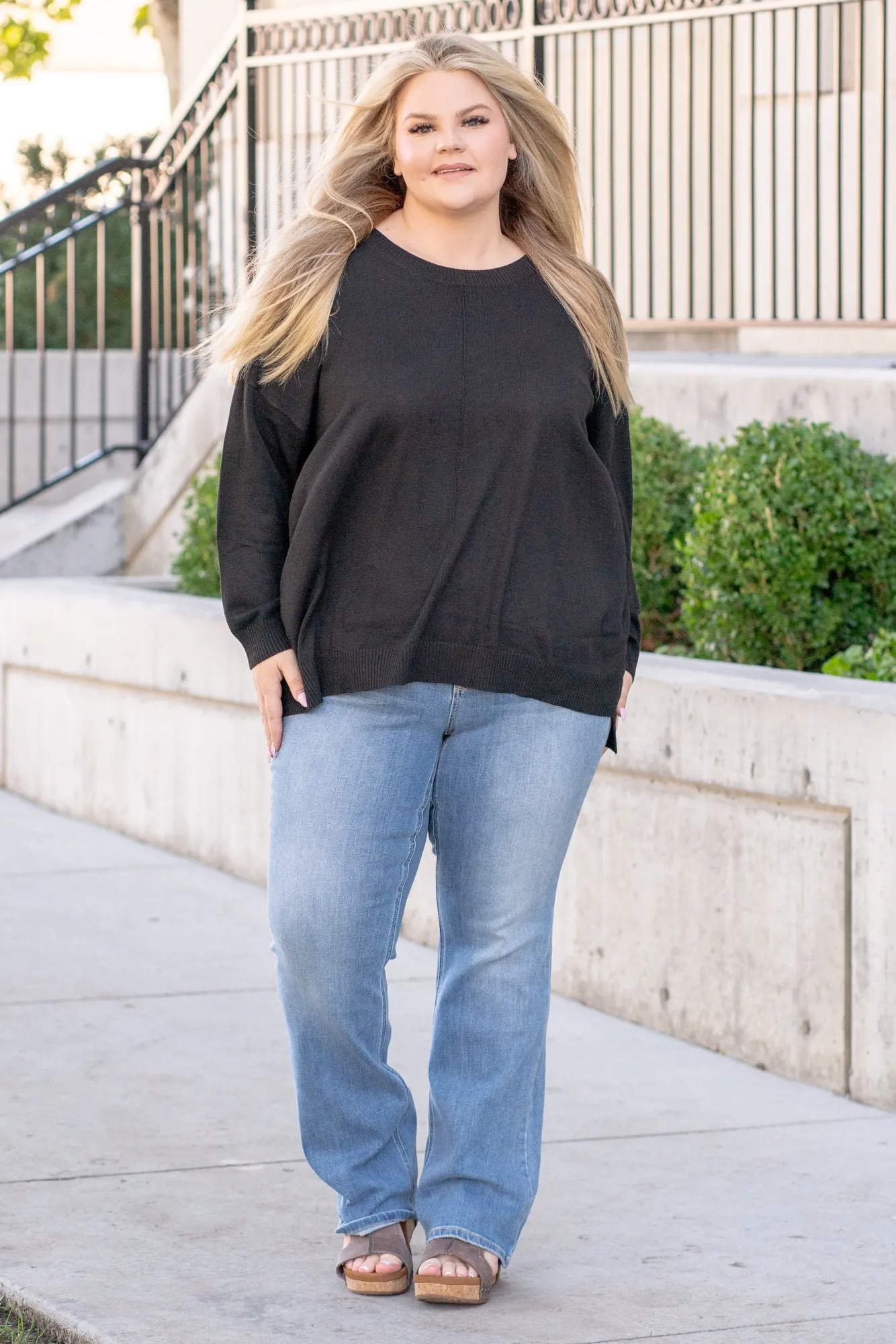 Plus Size Anna Shoulder Sweater - Black