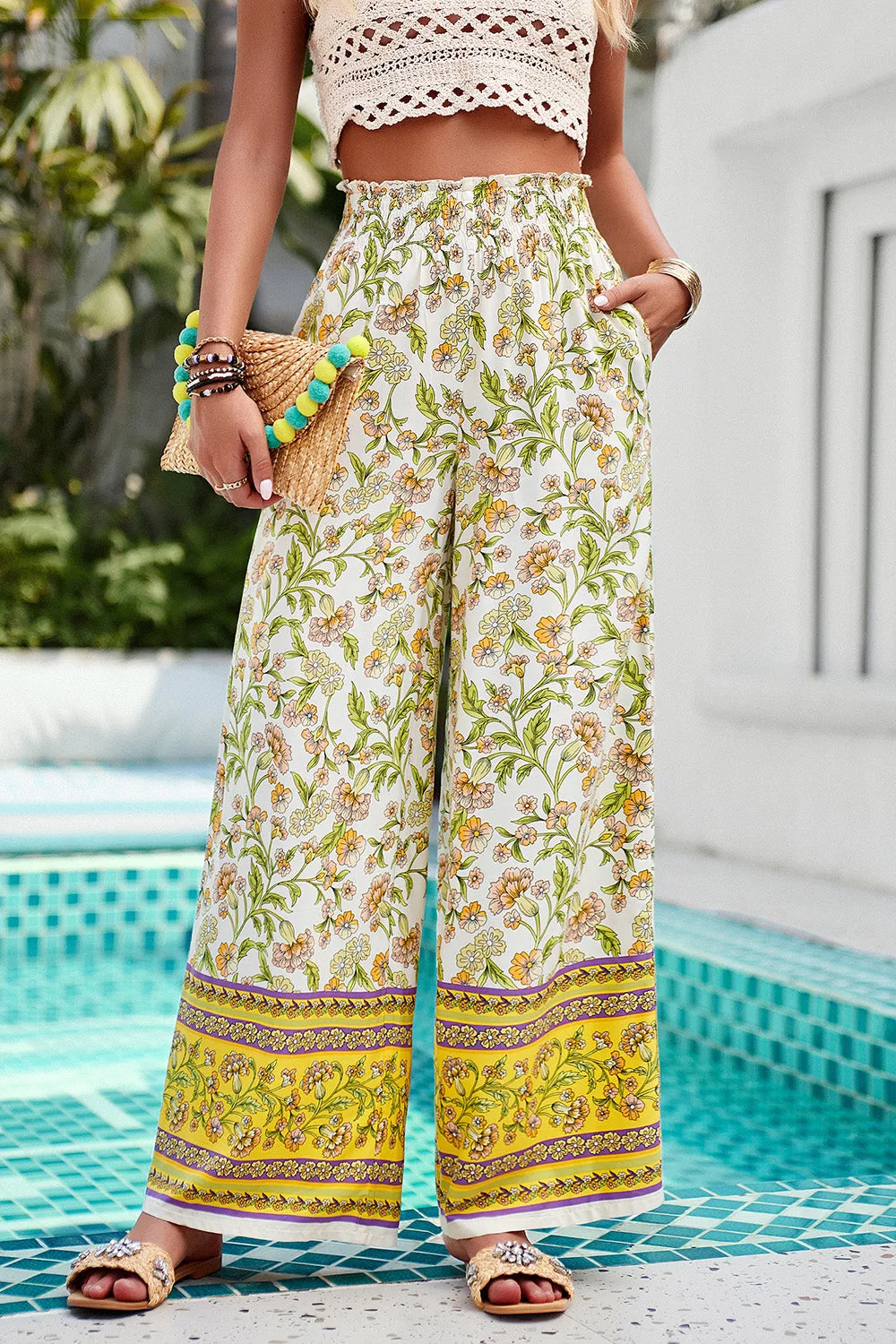 Printed High Waist Wide Leg Pants