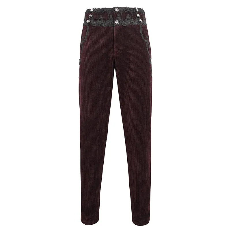 PT22602 Wine Gothic high waist chenille men's trousers