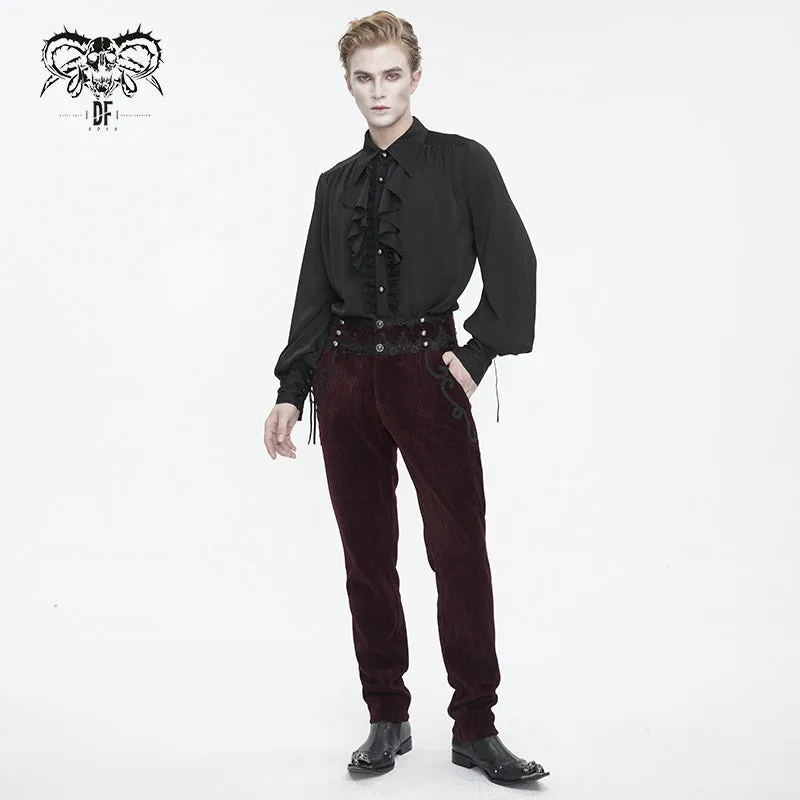 PT22602 Wine Gothic high waist chenille men's trousers