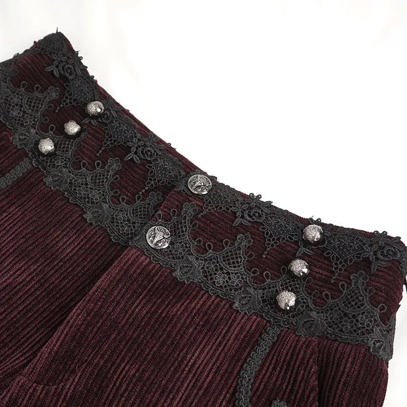 PT22602 Wine Gothic high waist chenille men's trousers