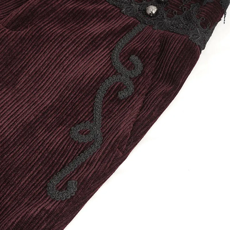 PT22602 Wine Gothic high waist chenille men's trousers