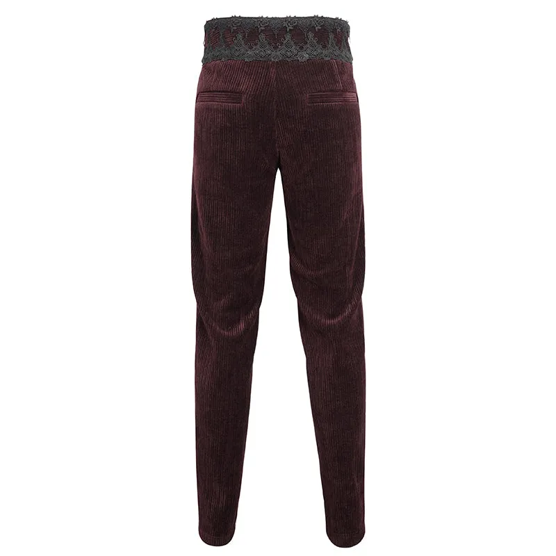 PT22602 Wine Gothic high waist chenille men's trousers