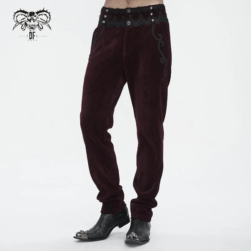 PT22602 Wine Gothic high waist chenille men's trousers