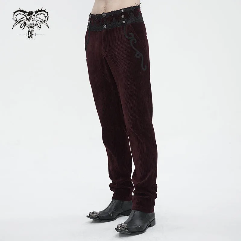 PT22602 Wine Gothic high waist chenille men's trousers