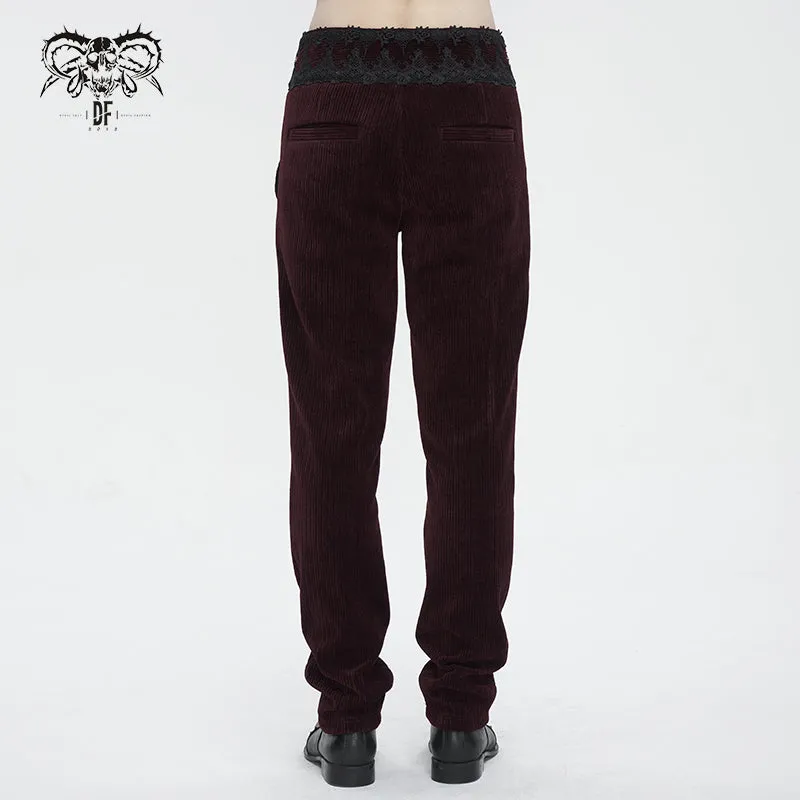 PT22602 Wine Gothic high waist chenille men's trousers