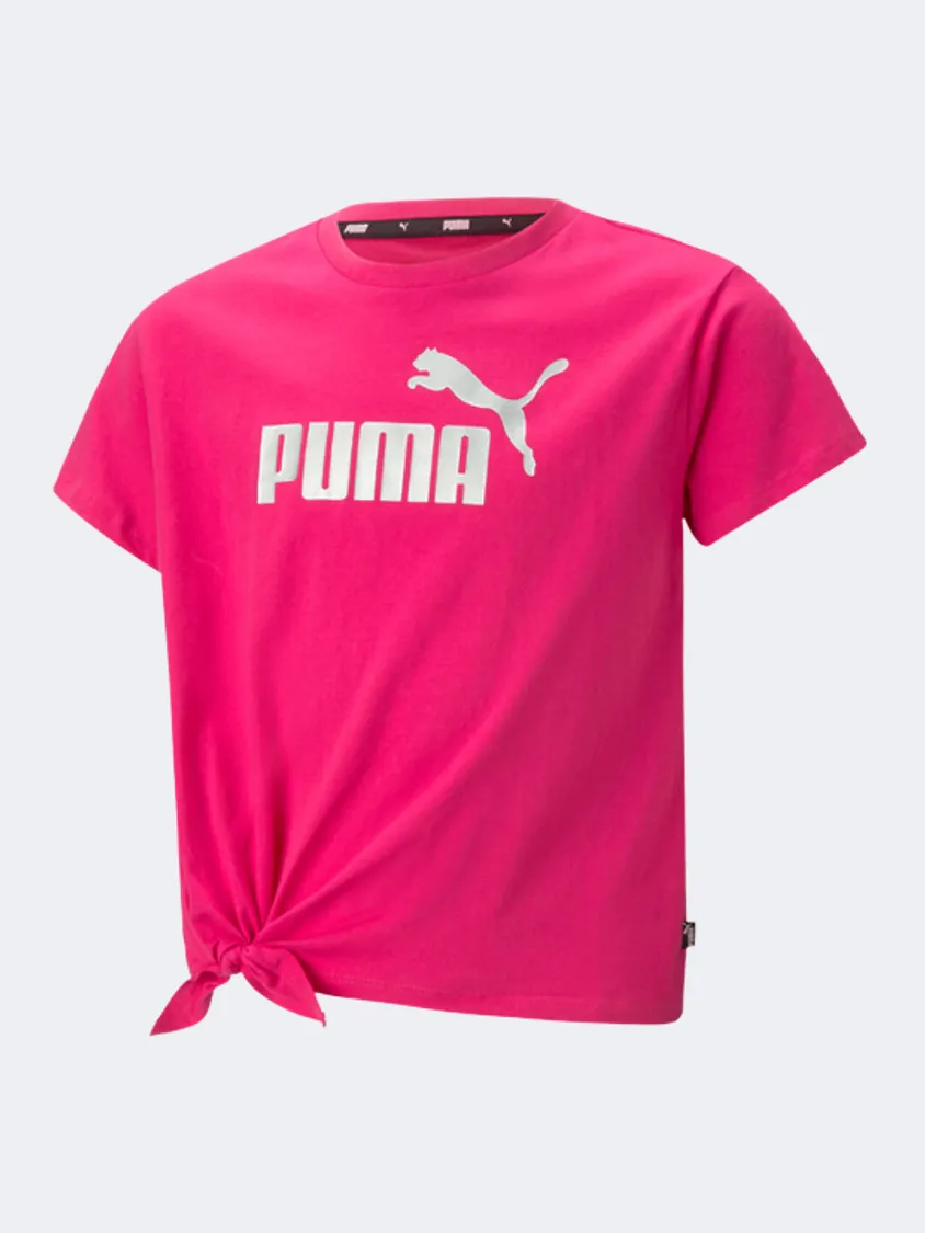 Puma Essentials  Logo Knotted Girls Lifestyle T-Shirt Pink