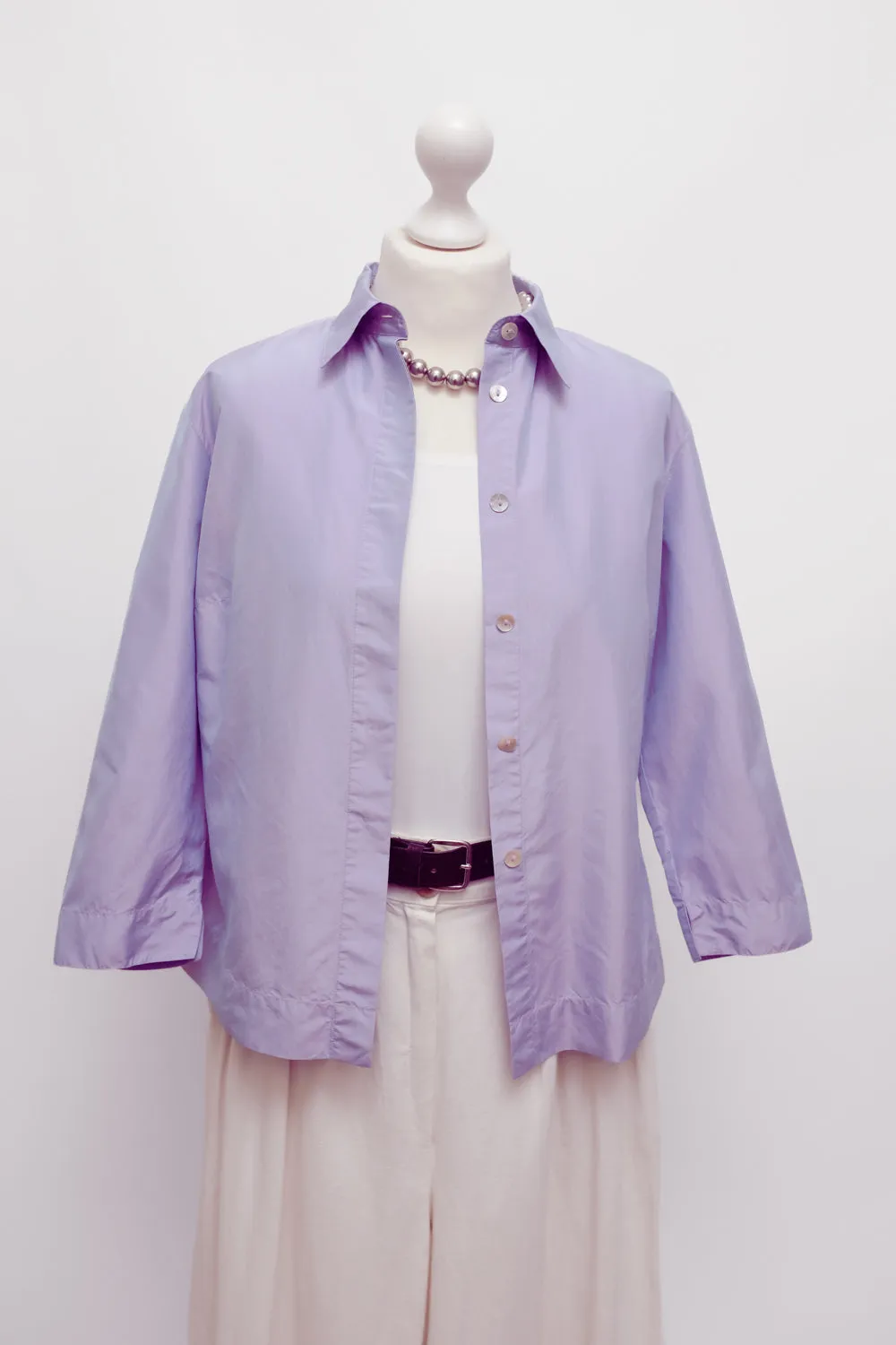 PURE SILK METALLIC LILAC SHIRT JACKET