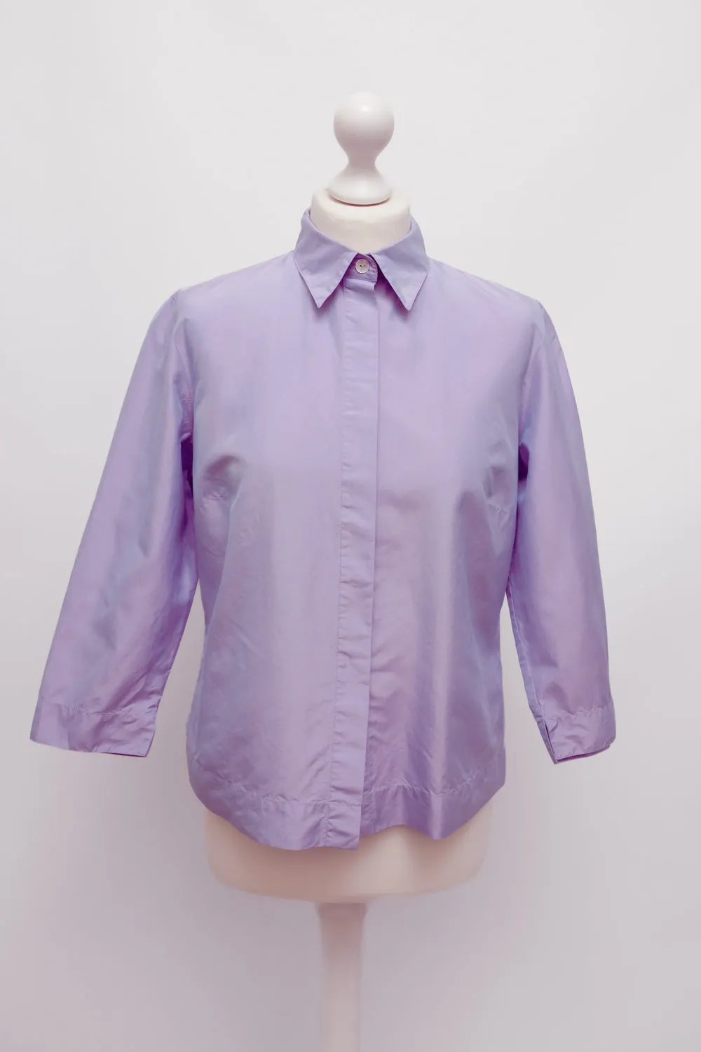 PURE SILK METALLIC LILAC SHIRT JACKET