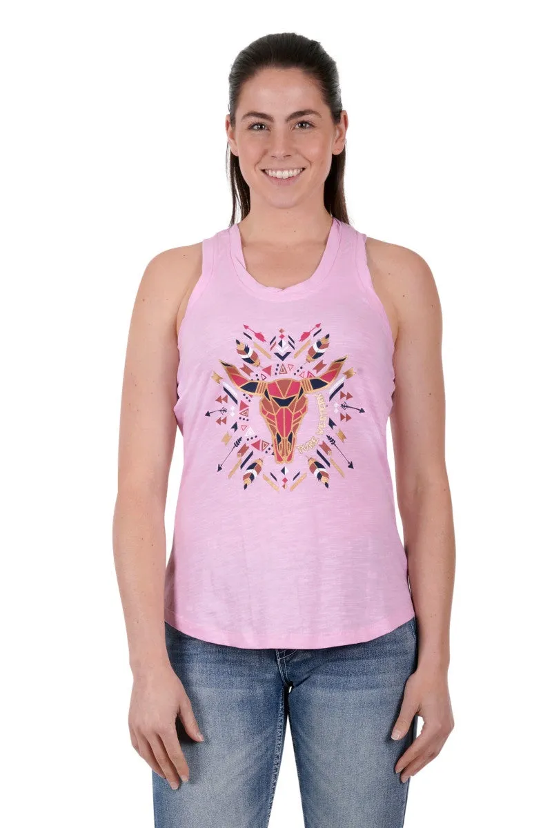 Pure Western- Womans Capri Tank- Pink