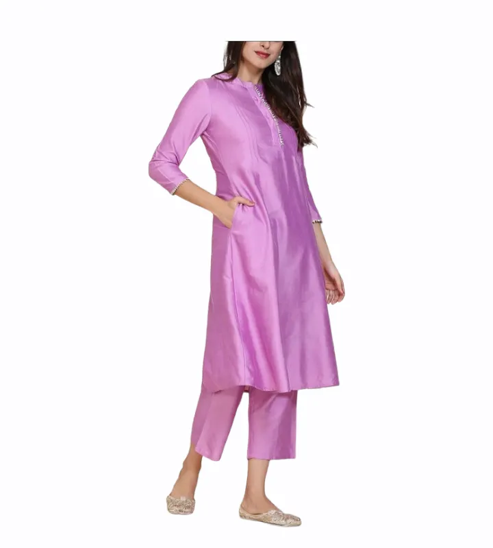 Purple Silk Kurta With Palazzo