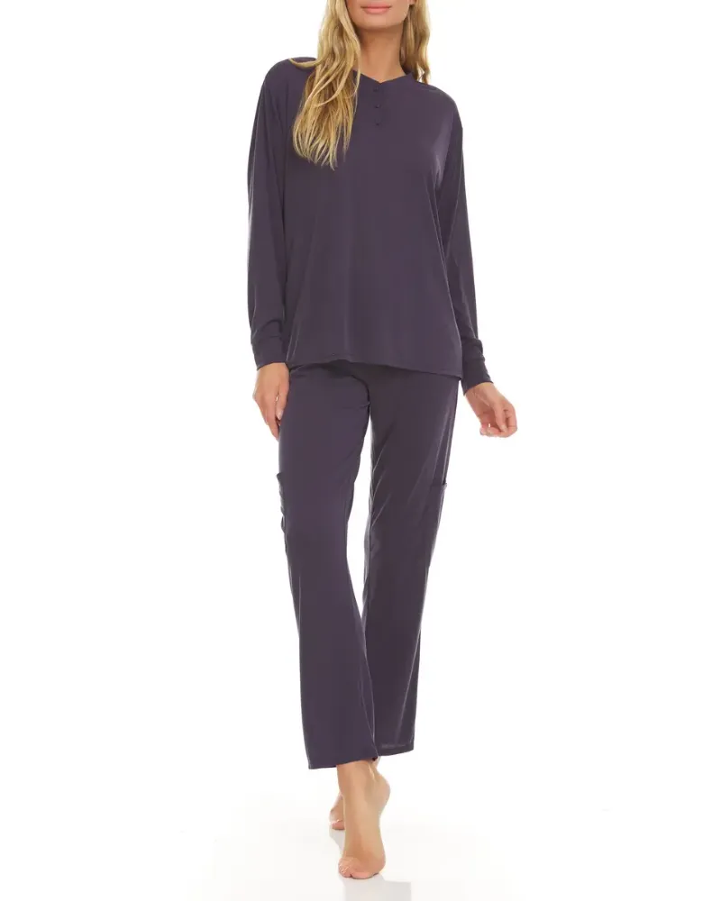 Q81265 Mid Grey Christa Henley Modal Pajamas Set