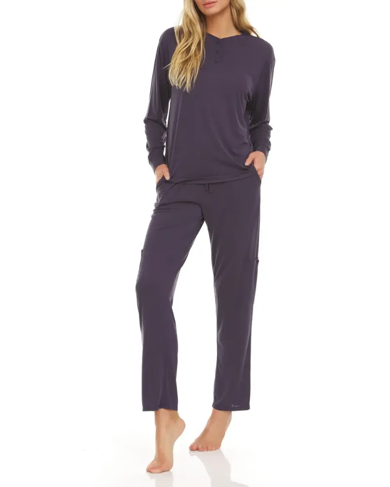 Q81265 Mid Grey Christa Henley Modal Pajamas Set