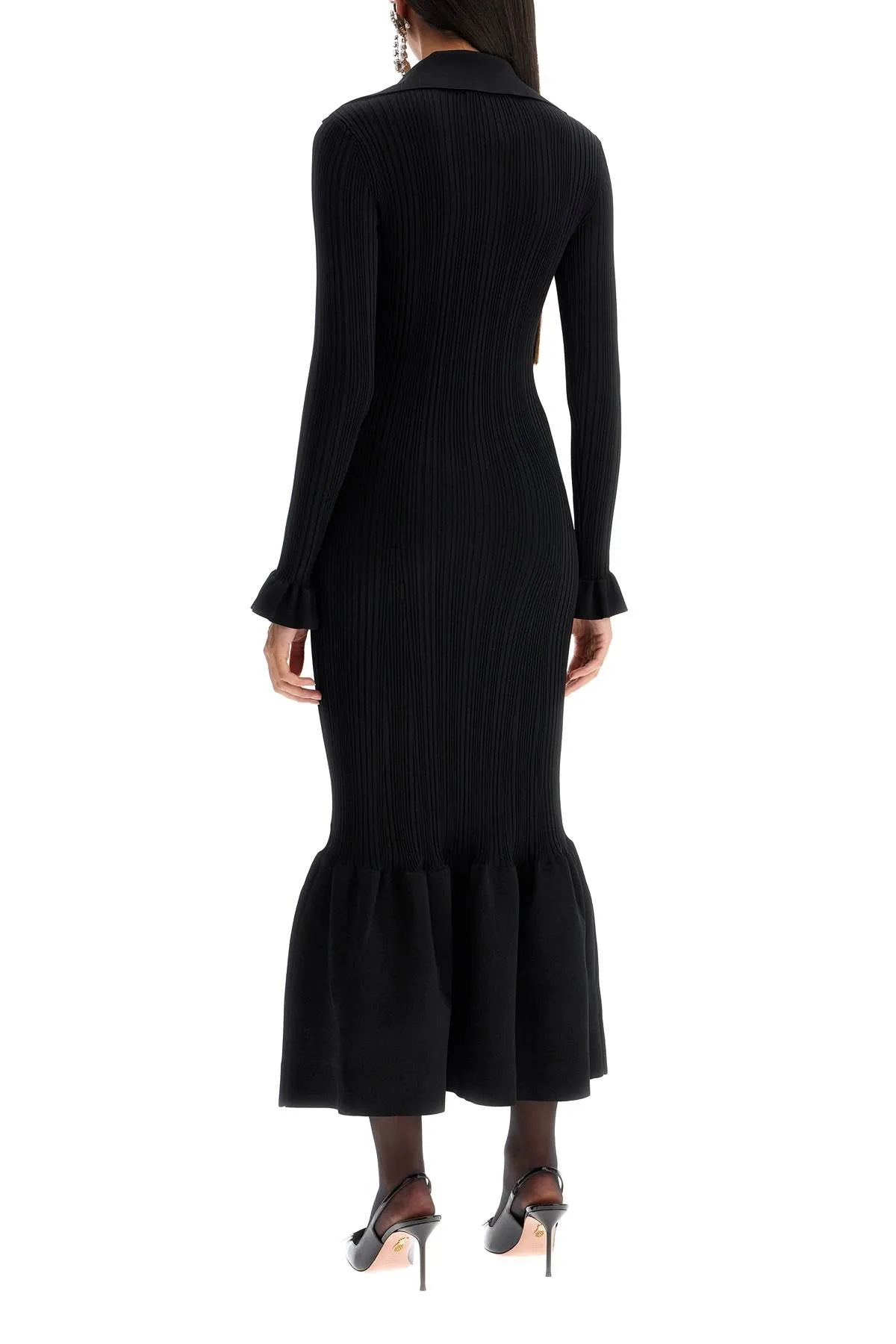 "knit midi dress with button detailing