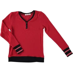 Ragdolls & Rockets Girls Red Lux Brushed Henley Top