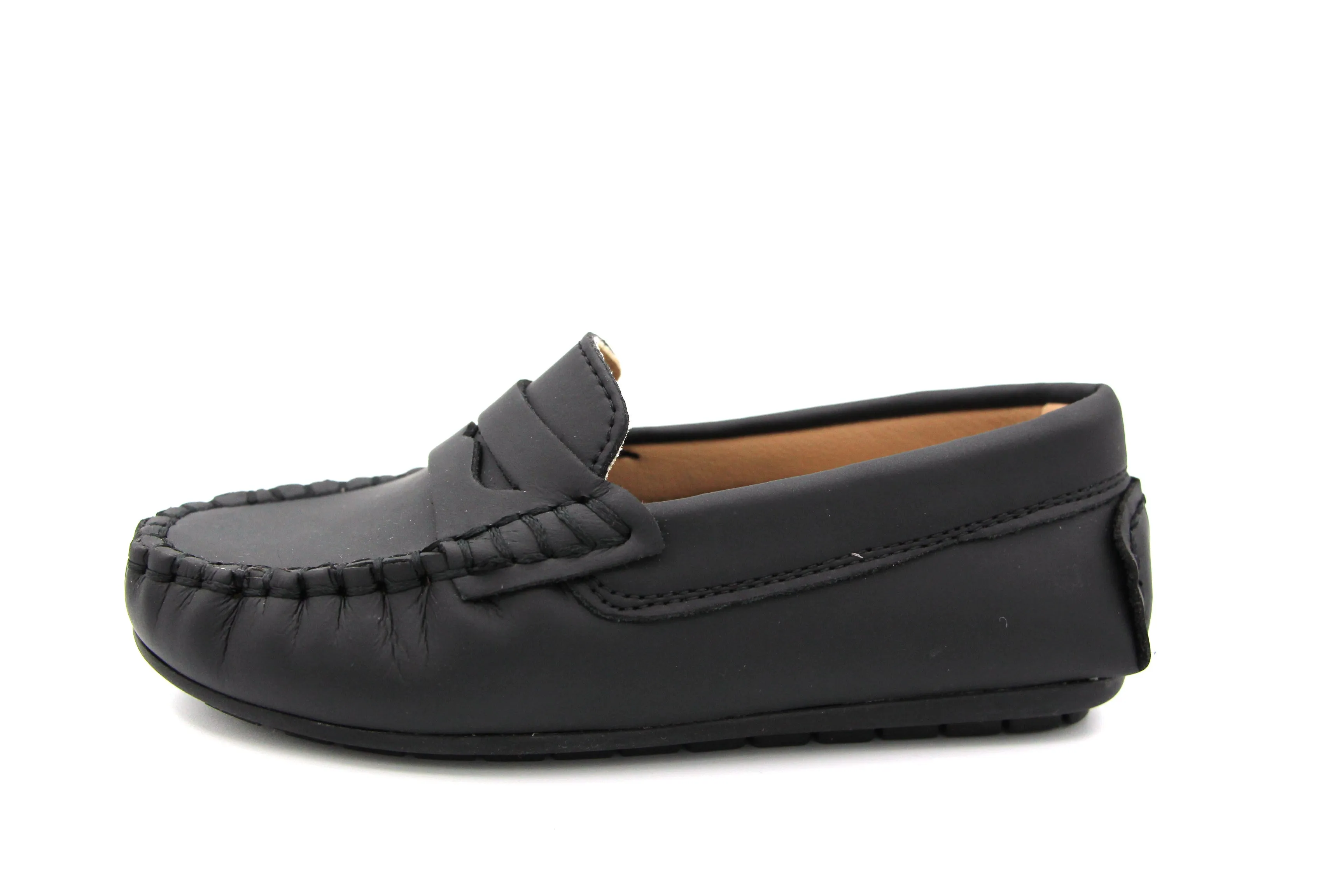 Ralph Migel  Black Gum Leather Penny Loafer Cosima