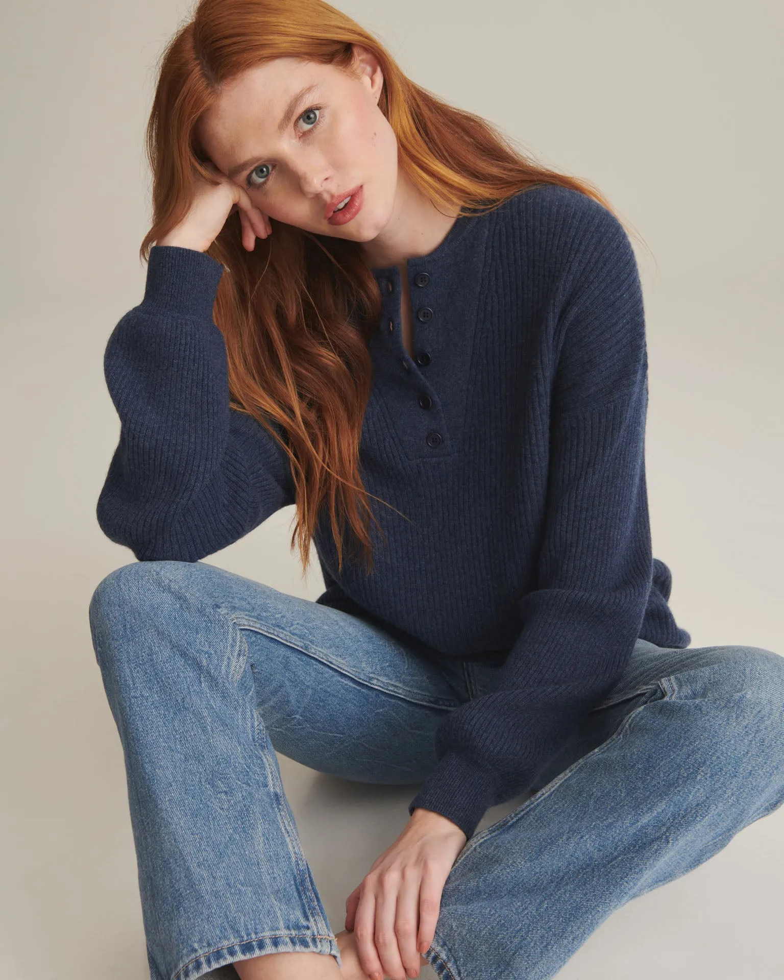 Recycled Cashmere Ribbed Henley