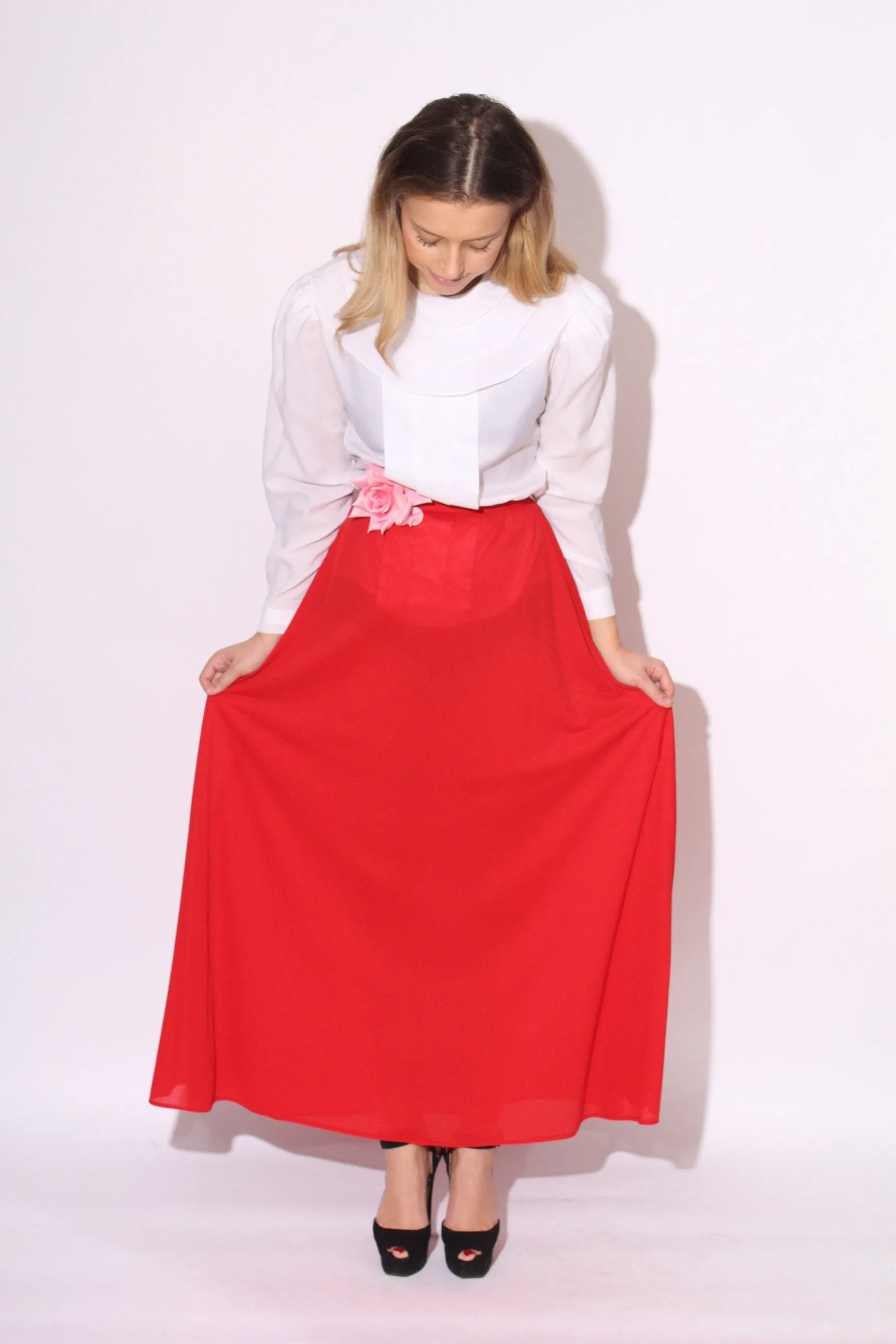 Red Maxi Skirt