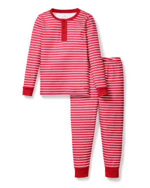 Red Stripe Pima Cotton Longjohn Pajamas