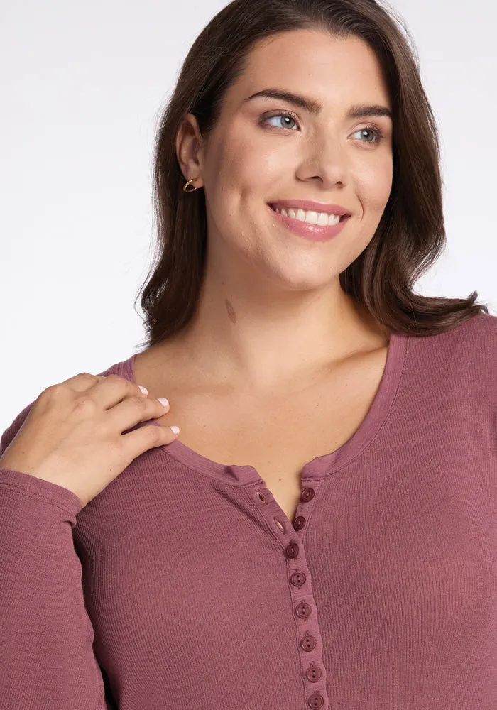 Reese Ribbed Henley - Wild Ginger