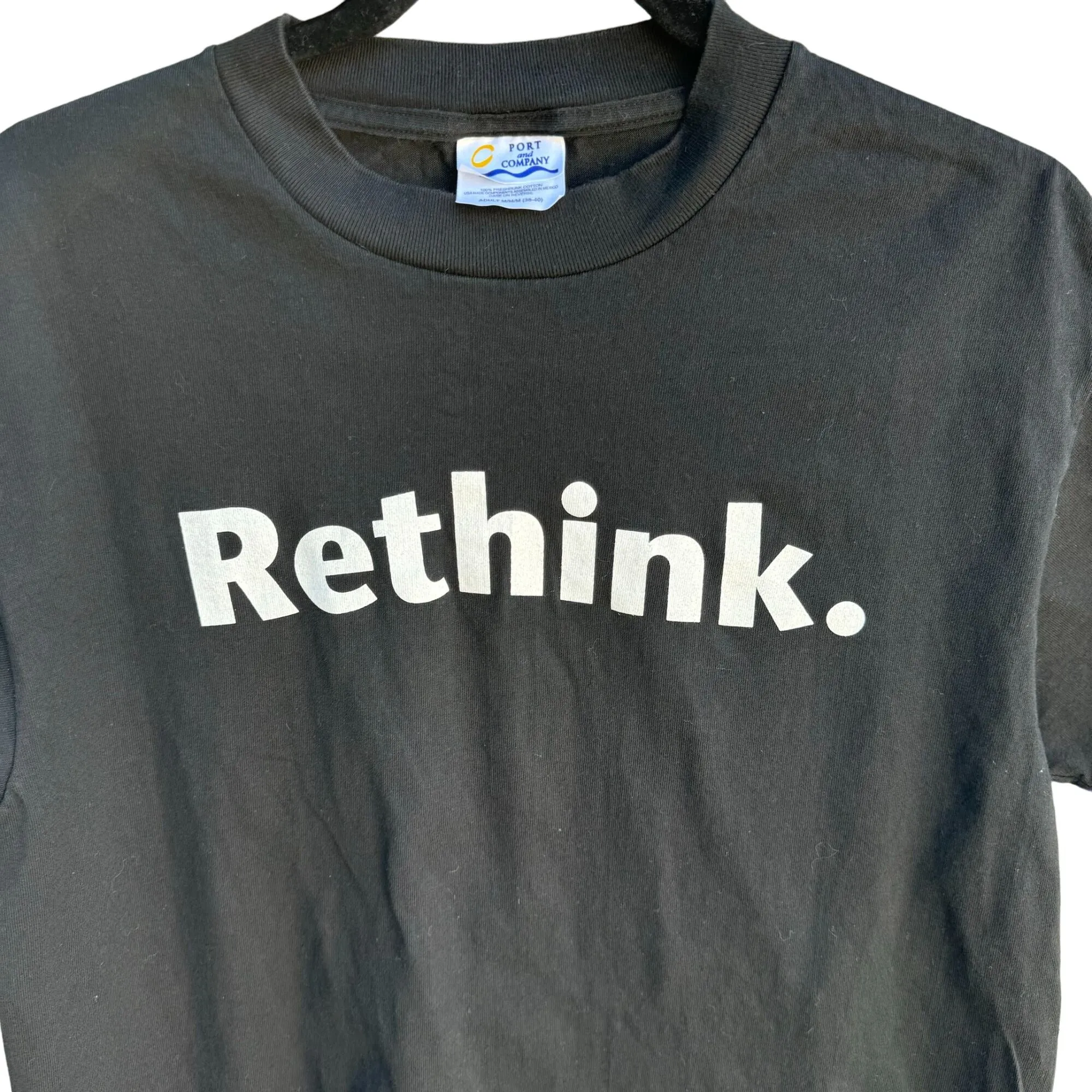 Rethink WaMu Logo Black Short Sleeve Port & Company Adult Cotton Tee Shirt - M