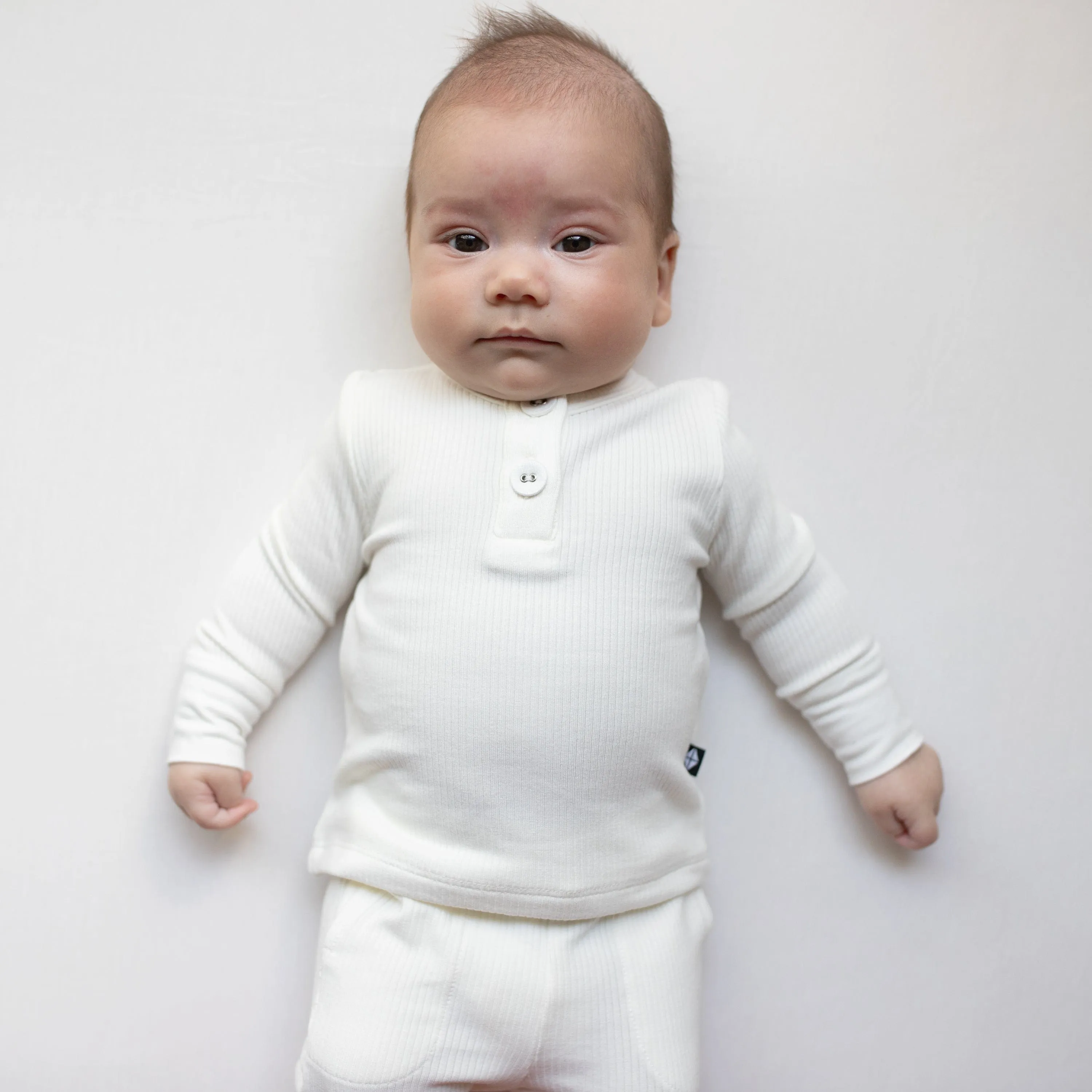 Ribbed Infant Henley Set in Cloud