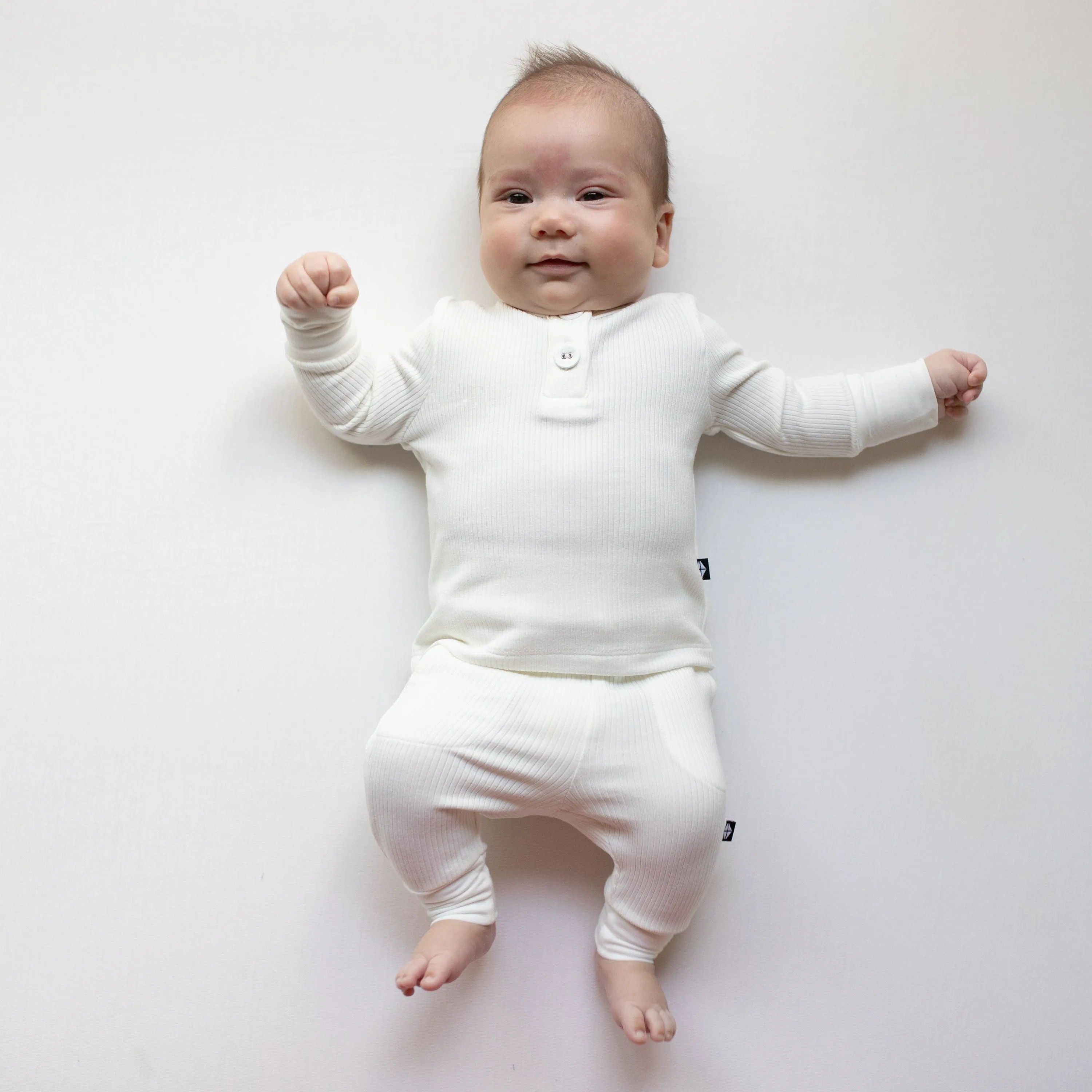 Ribbed Infant Henley Set in Cloud