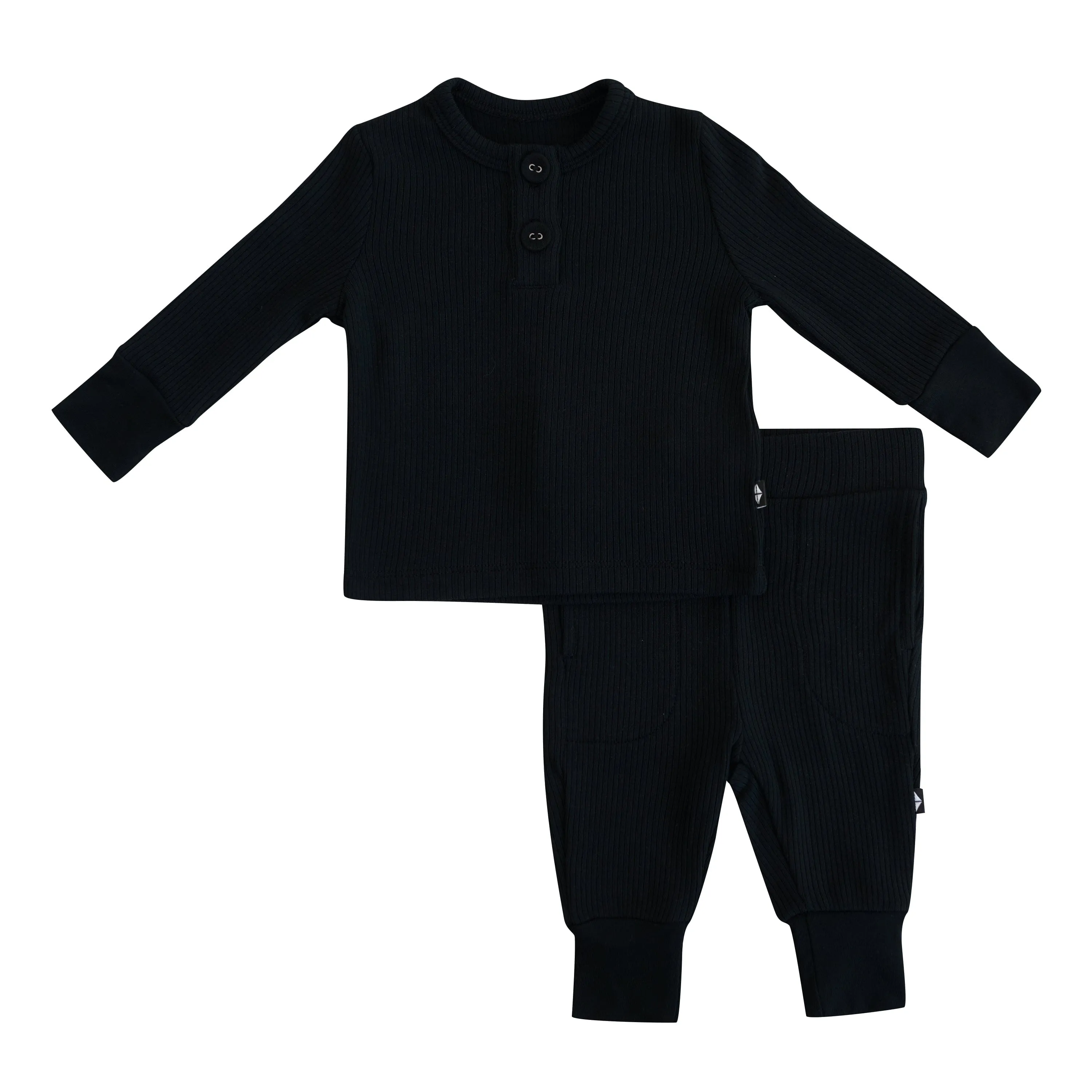 Ribbed Infant Henley Set in Midnight