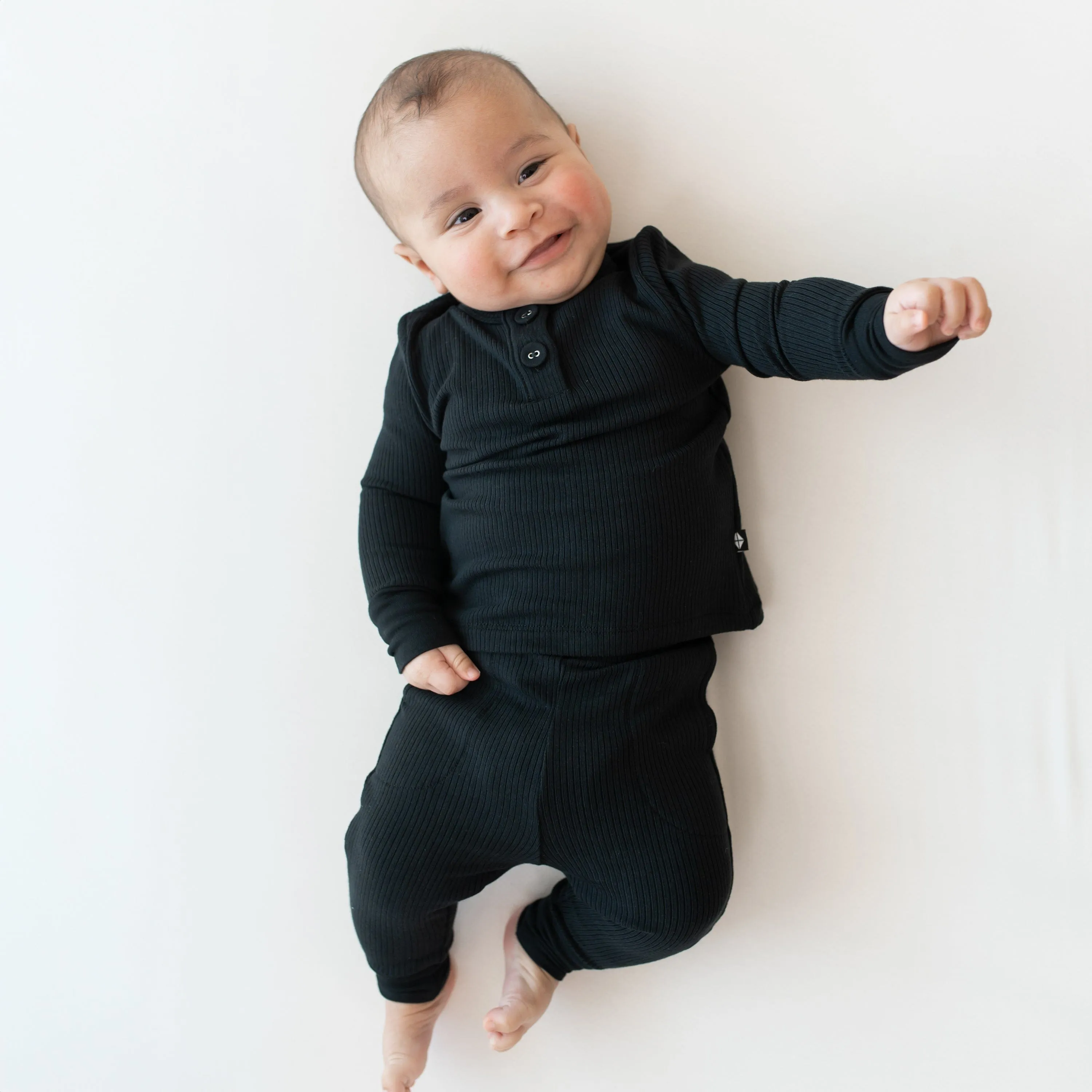 Ribbed Infant Henley Set in Midnight