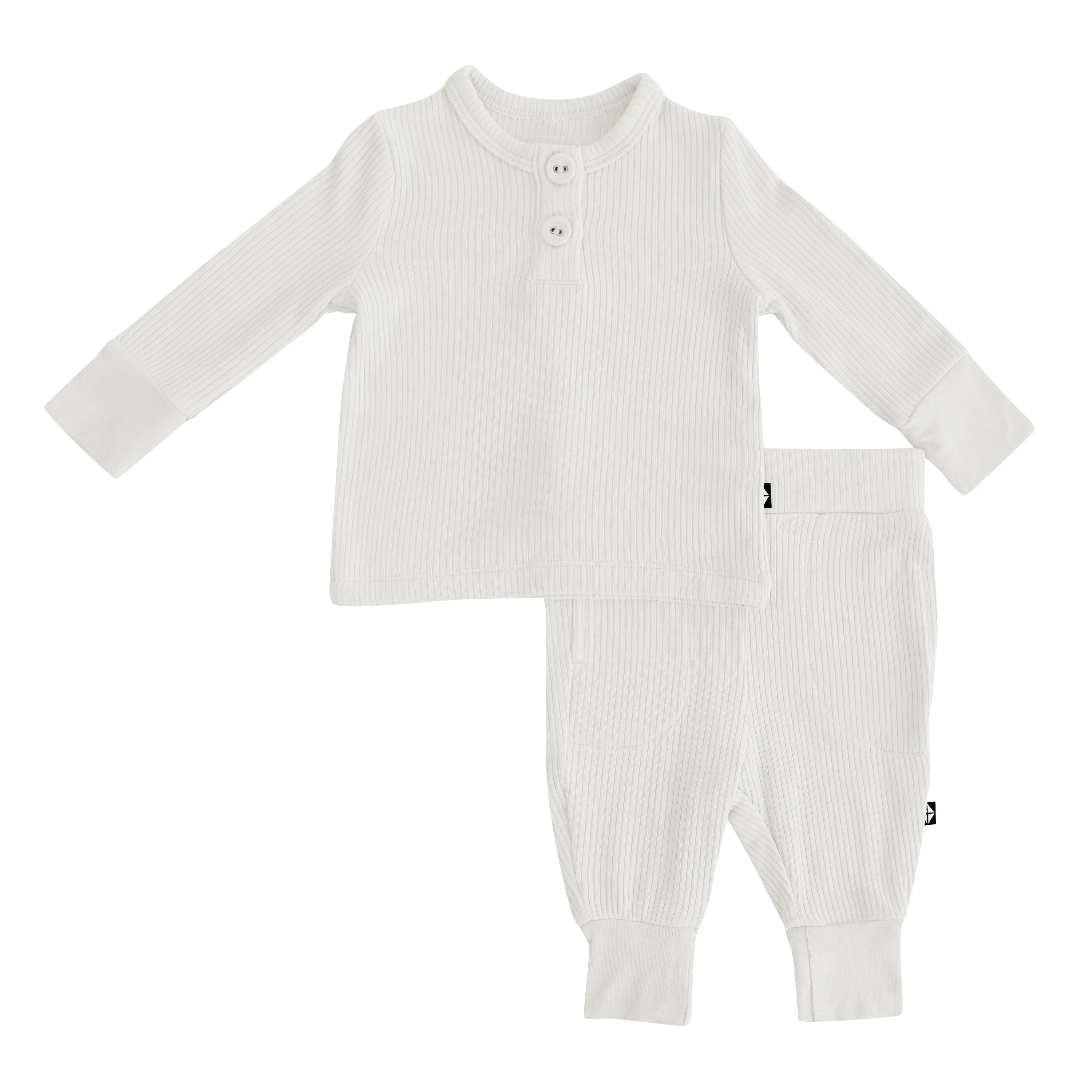 Ribbed Infant Henley Set in Oat