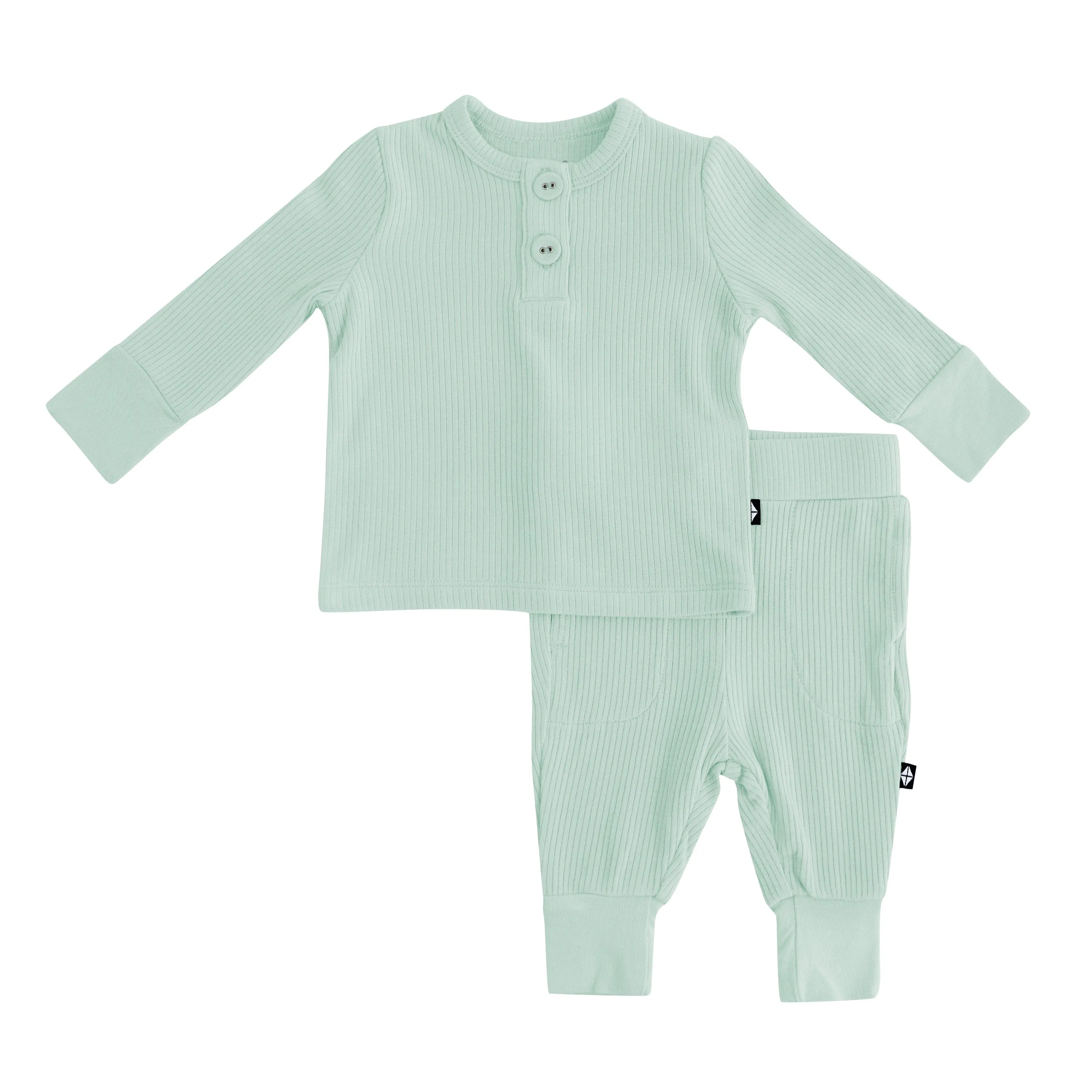 Ribbed Infant Henley Set in Sage