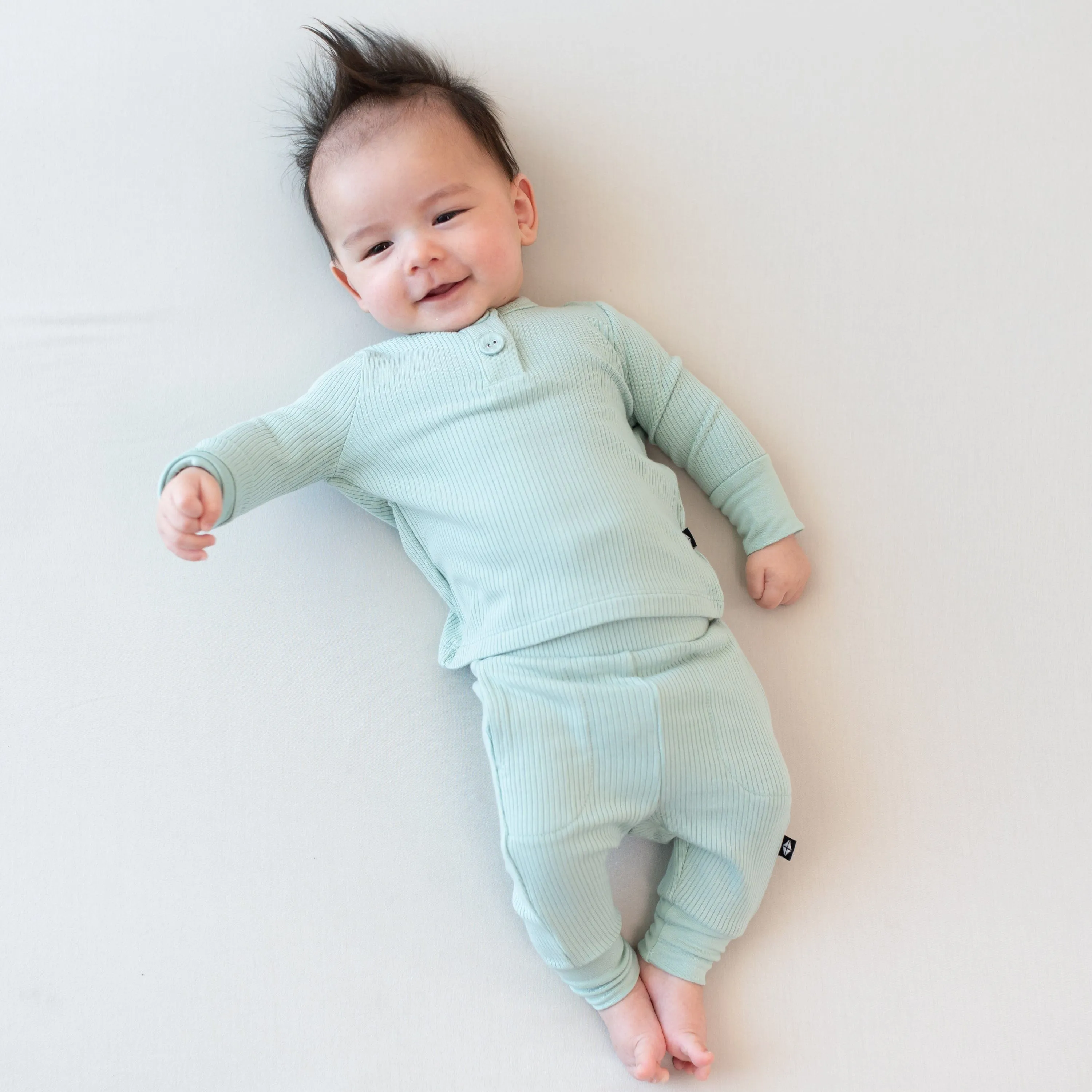 Ribbed Infant Henley Set in Sage