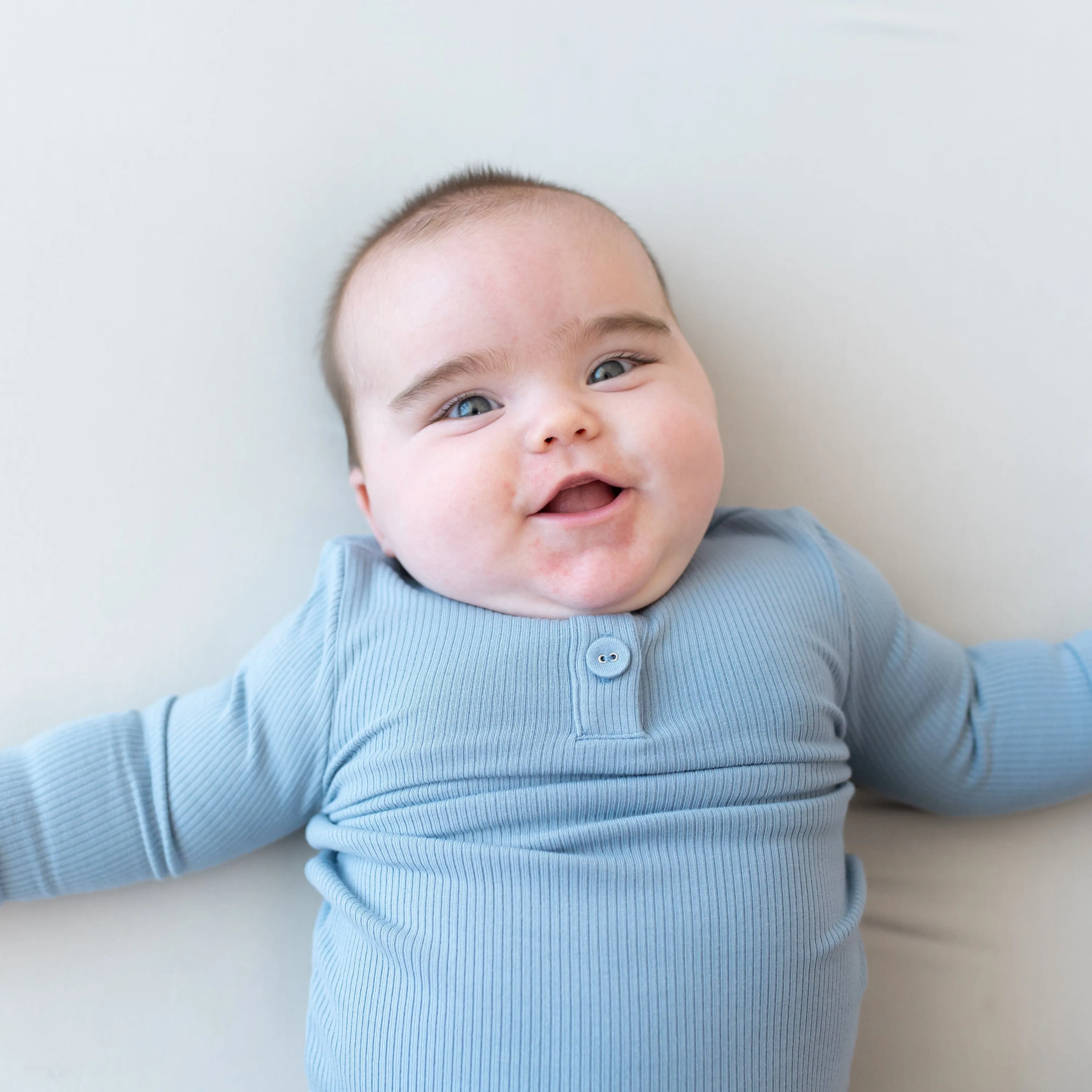 Ribbed Infant Henley Set in Slate