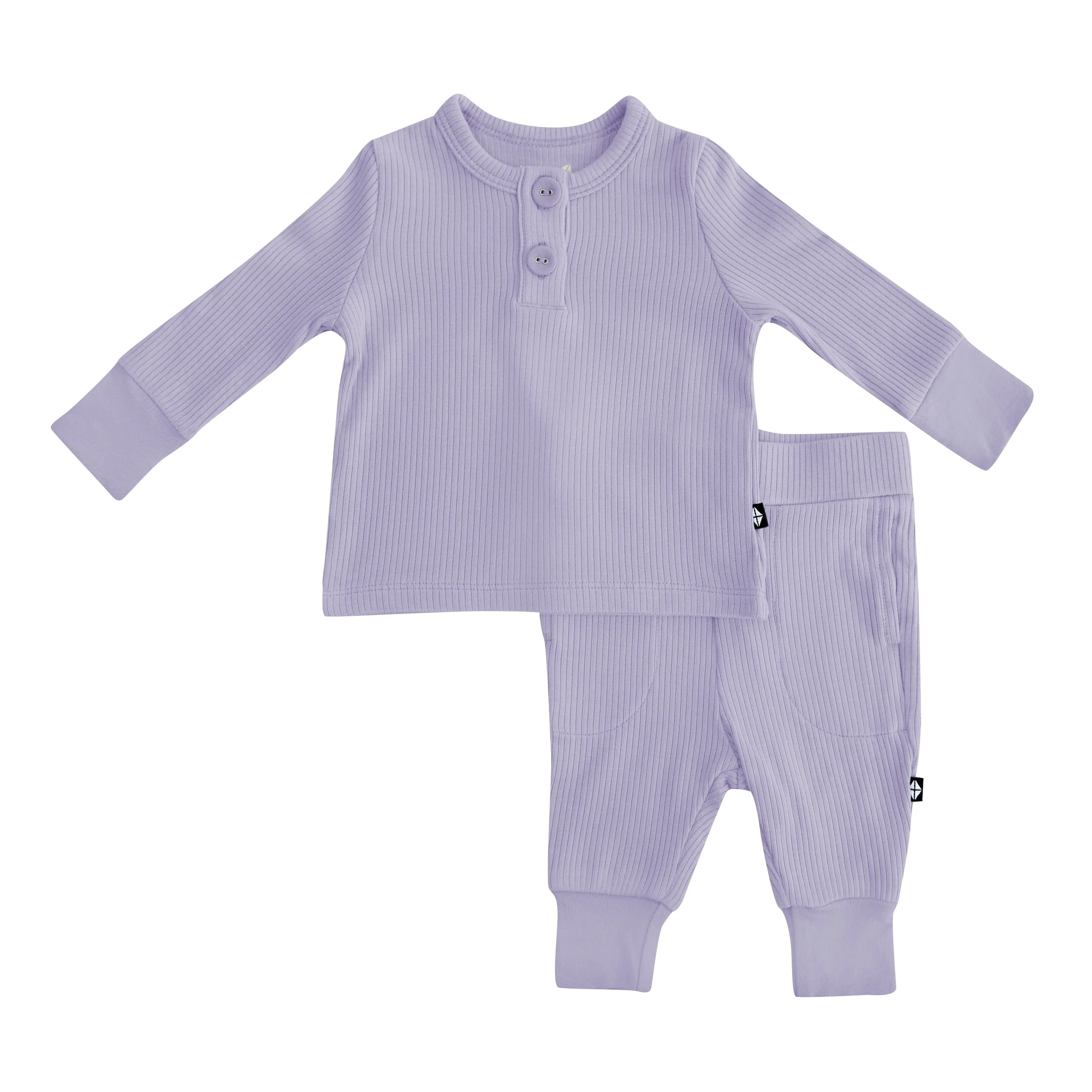 Ribbed Infant Henley Set in Taro