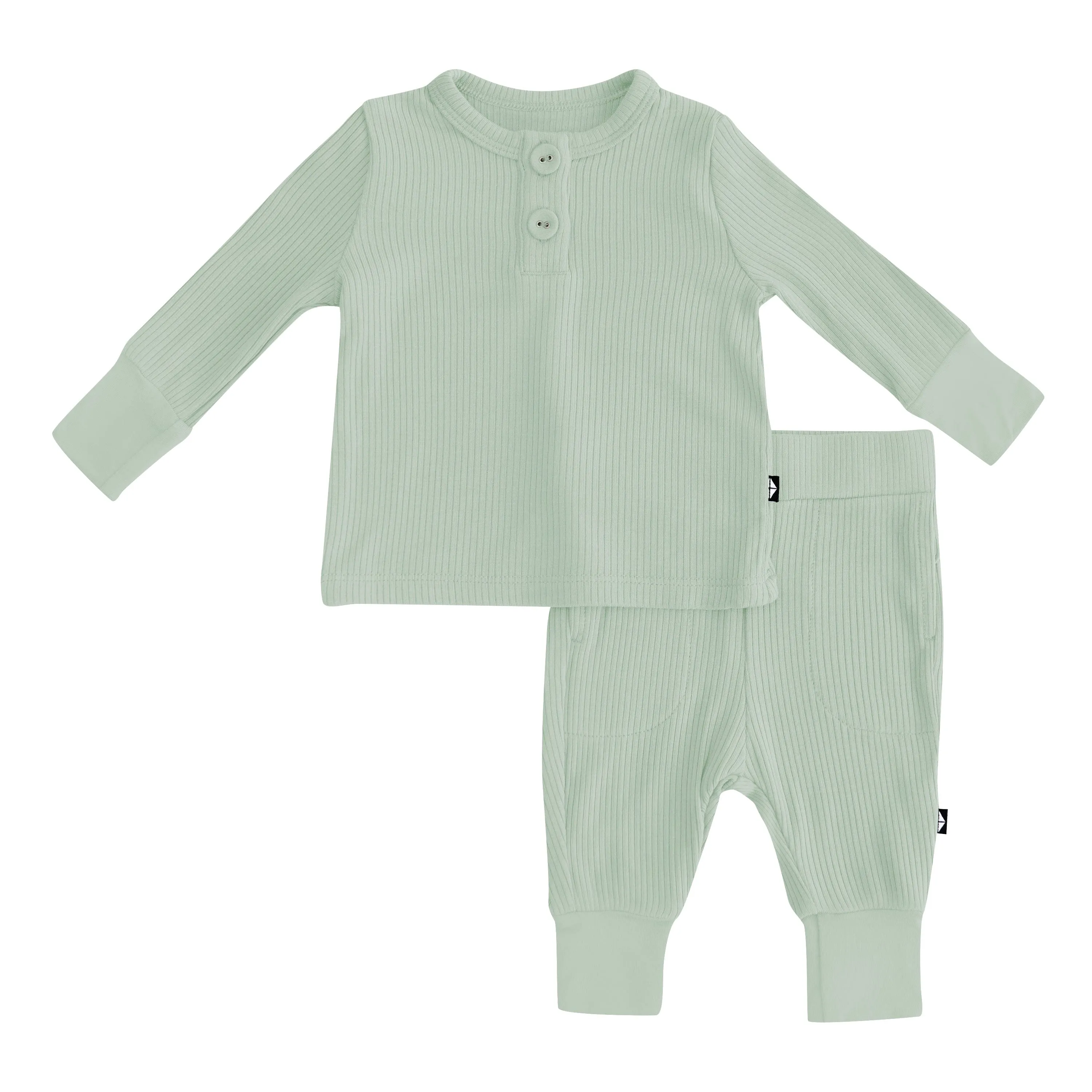 Ribbed Infant Henley Set in Thyme