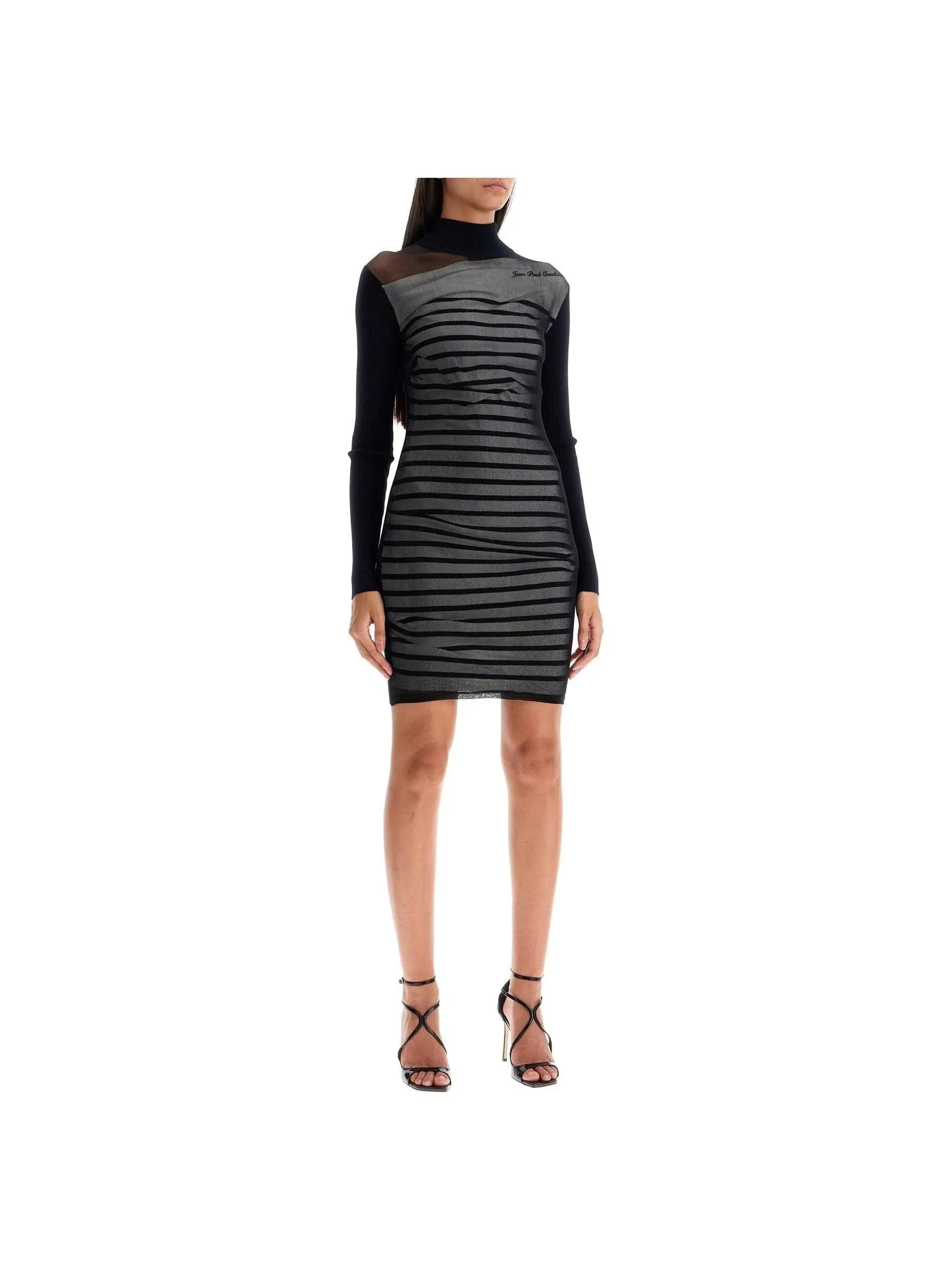 Ribbed Knit Striped Mini Dress