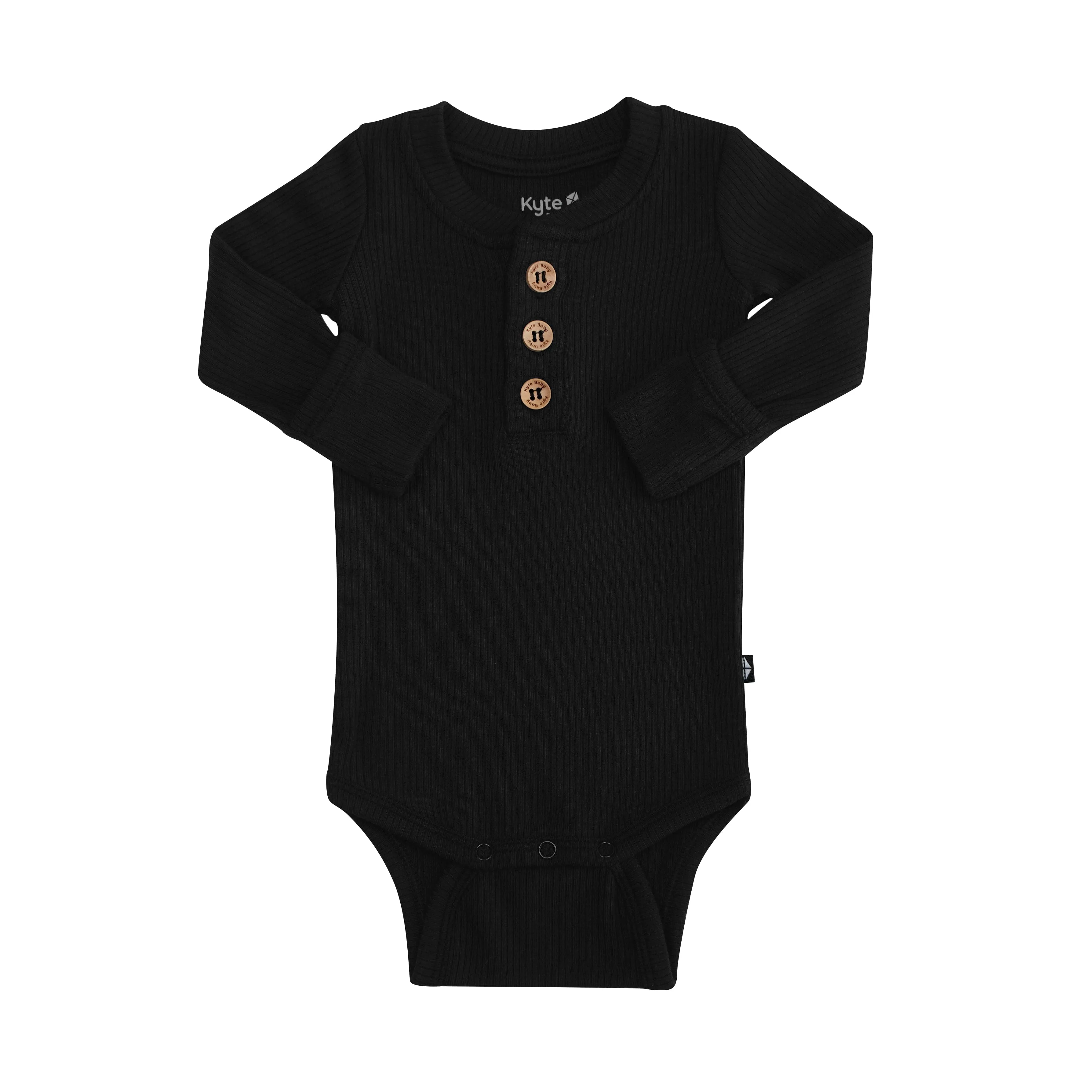 Ribbed Long Sleeve Henley Bodysuit in Midnight