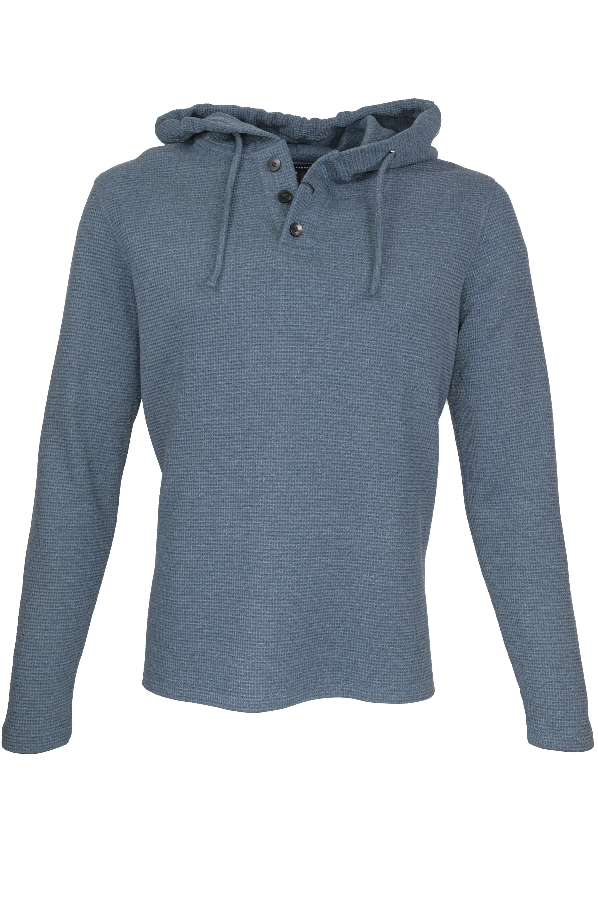 Robert Barakett Grenfell Waffle Henley Hooded Sweater Dark Teal